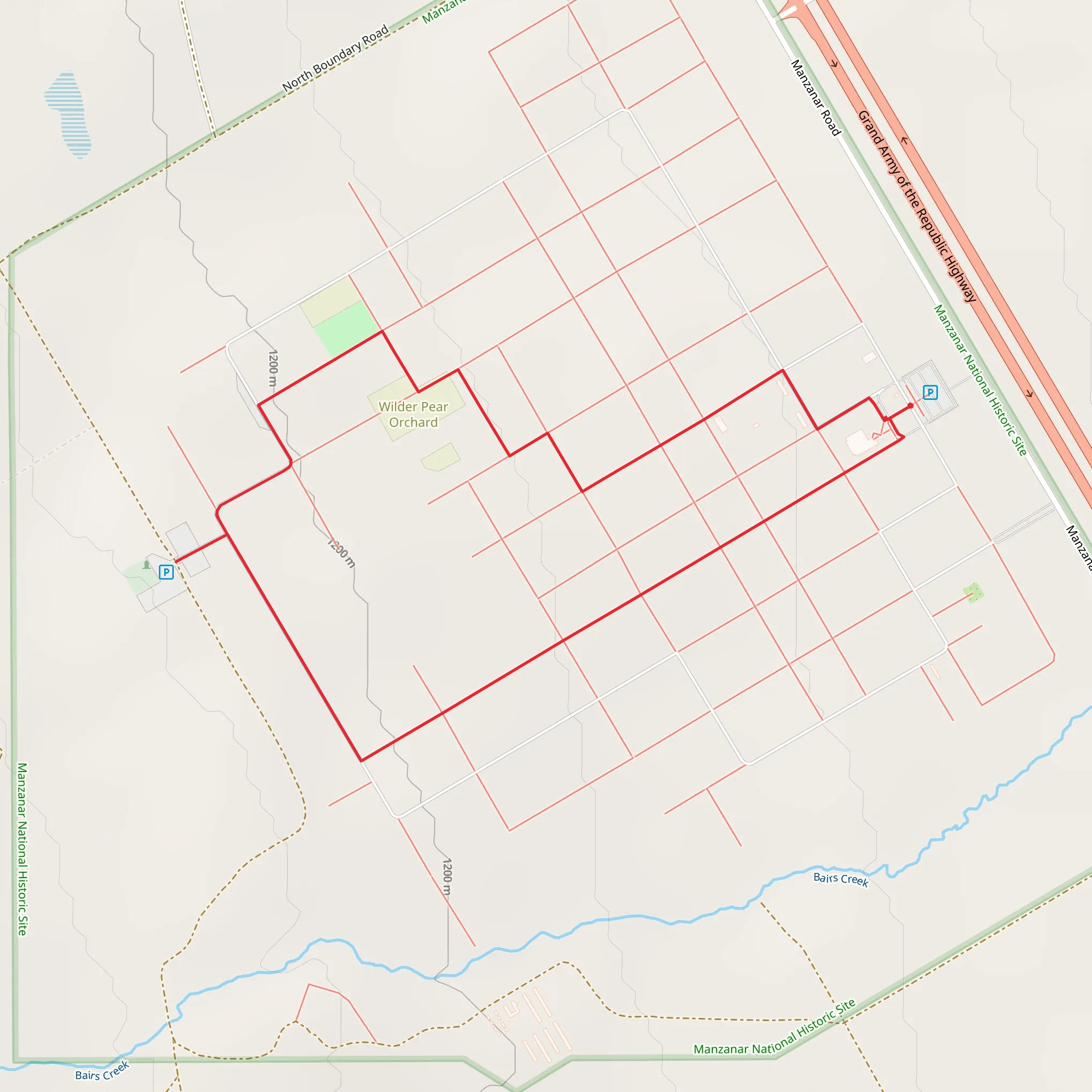 Manzanar National Historic Site Loop mobile static map