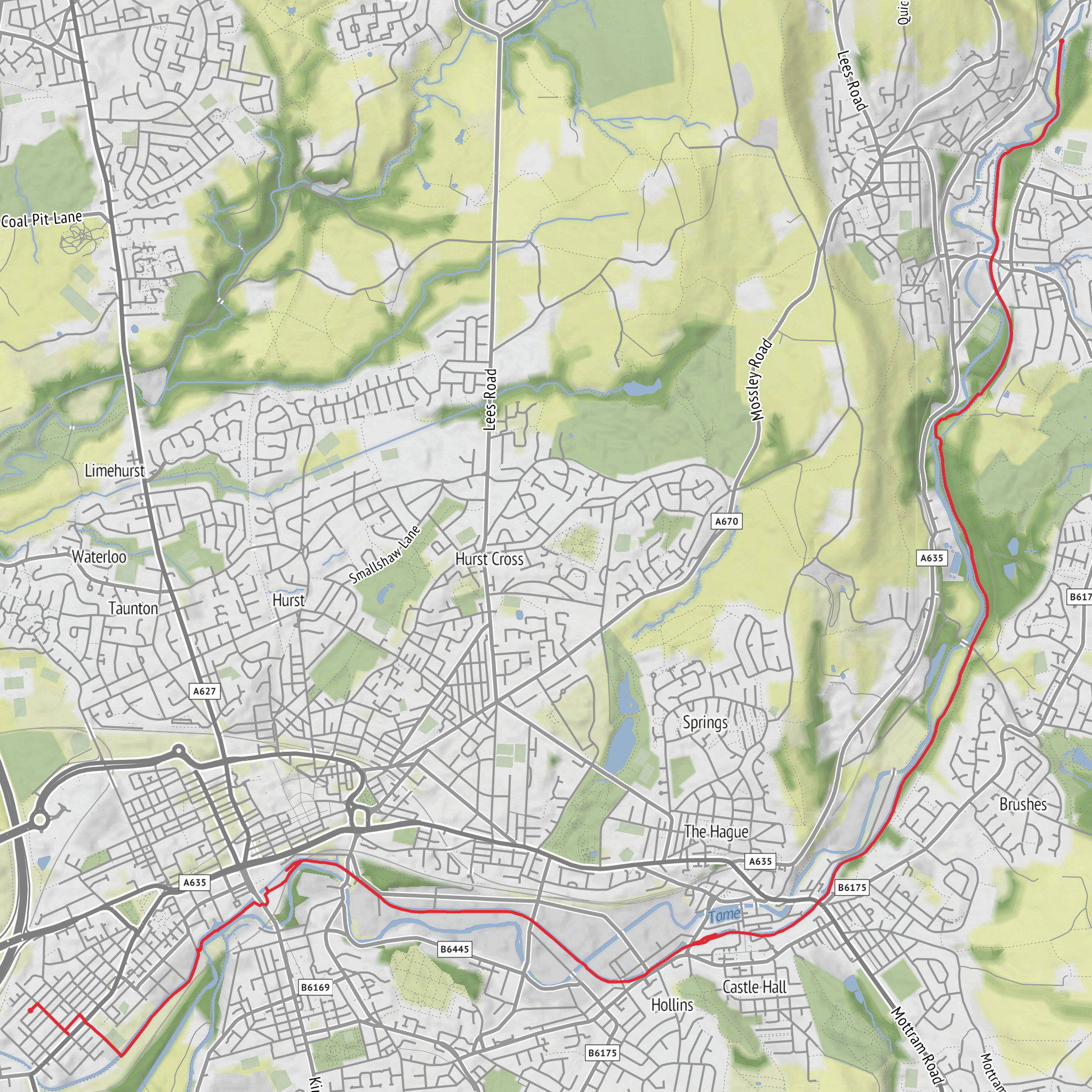 Guide Bridge to Roaches Lock mobile static map