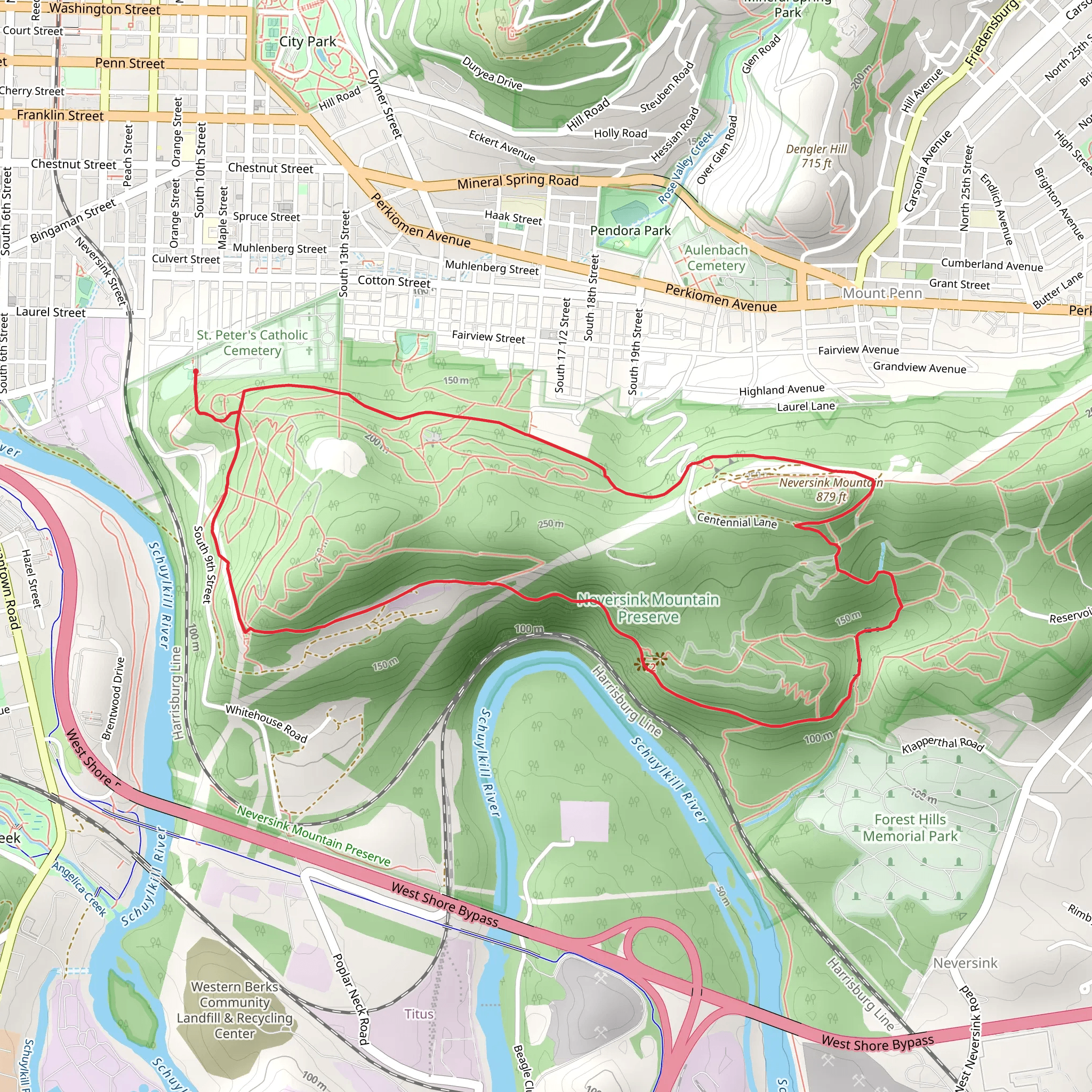 Neversink Mountain Loop via Blue Loop and Orange Loop | Berks County