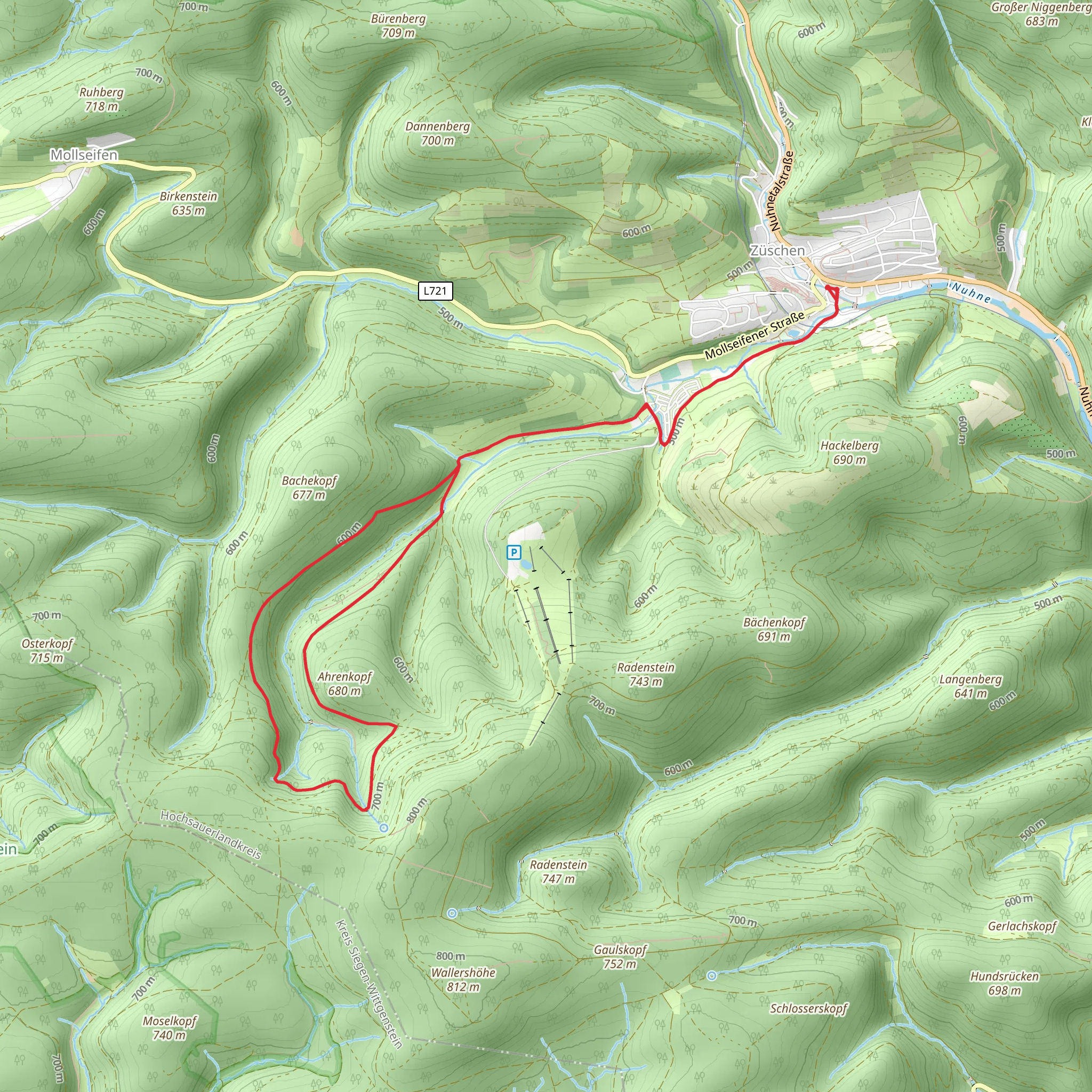 Züschen Rundweg - Ahrentalweg and Berleburg mobile static map