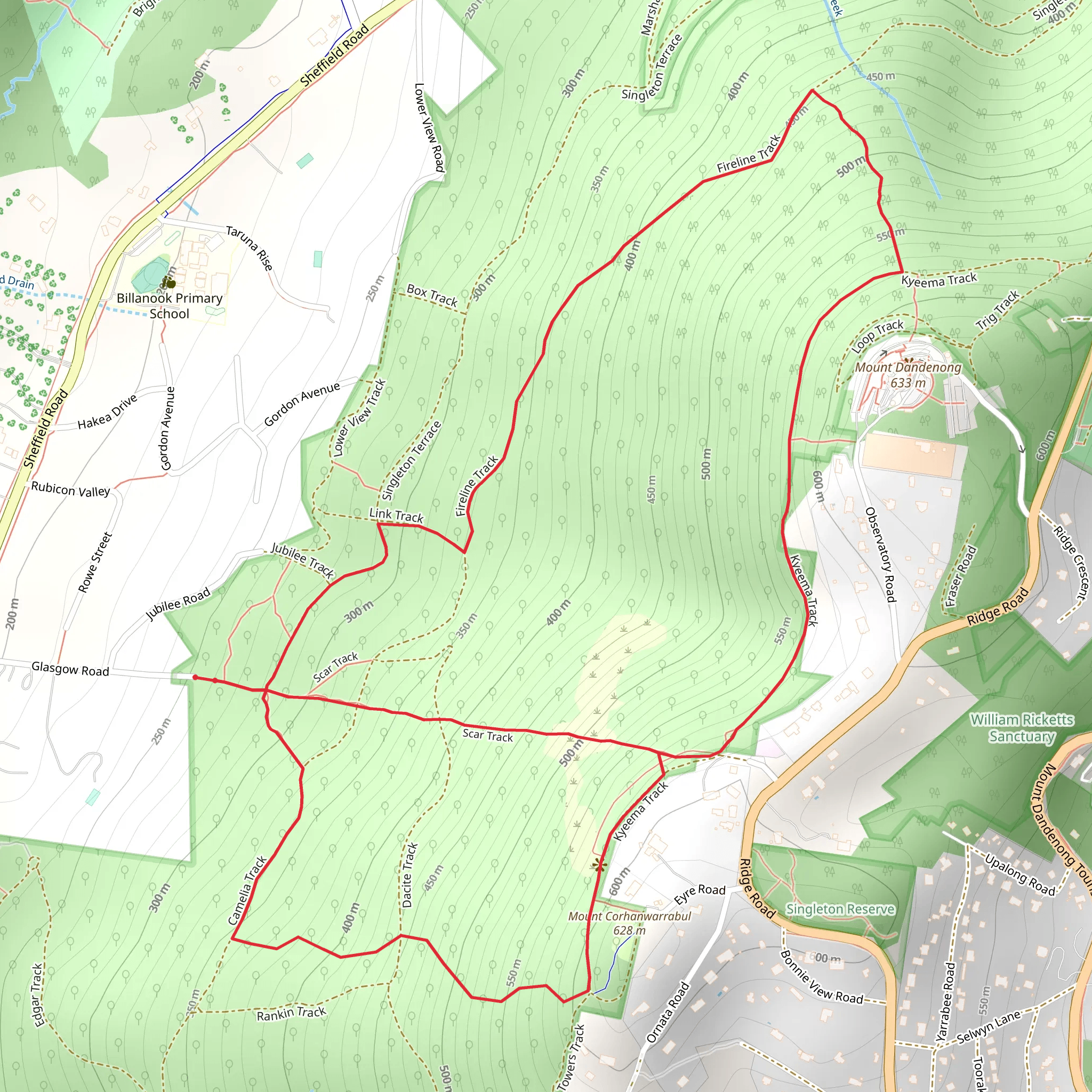 Mt Dandenong Triple Track mobile static map