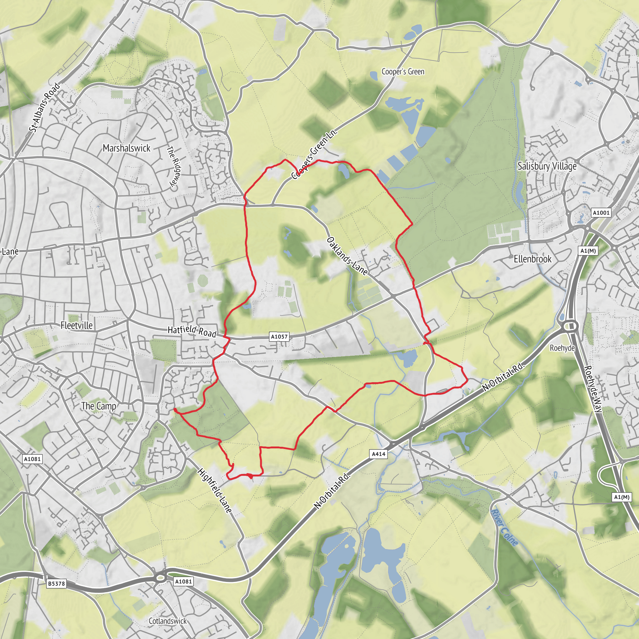 Smallford station Circular mobile static map