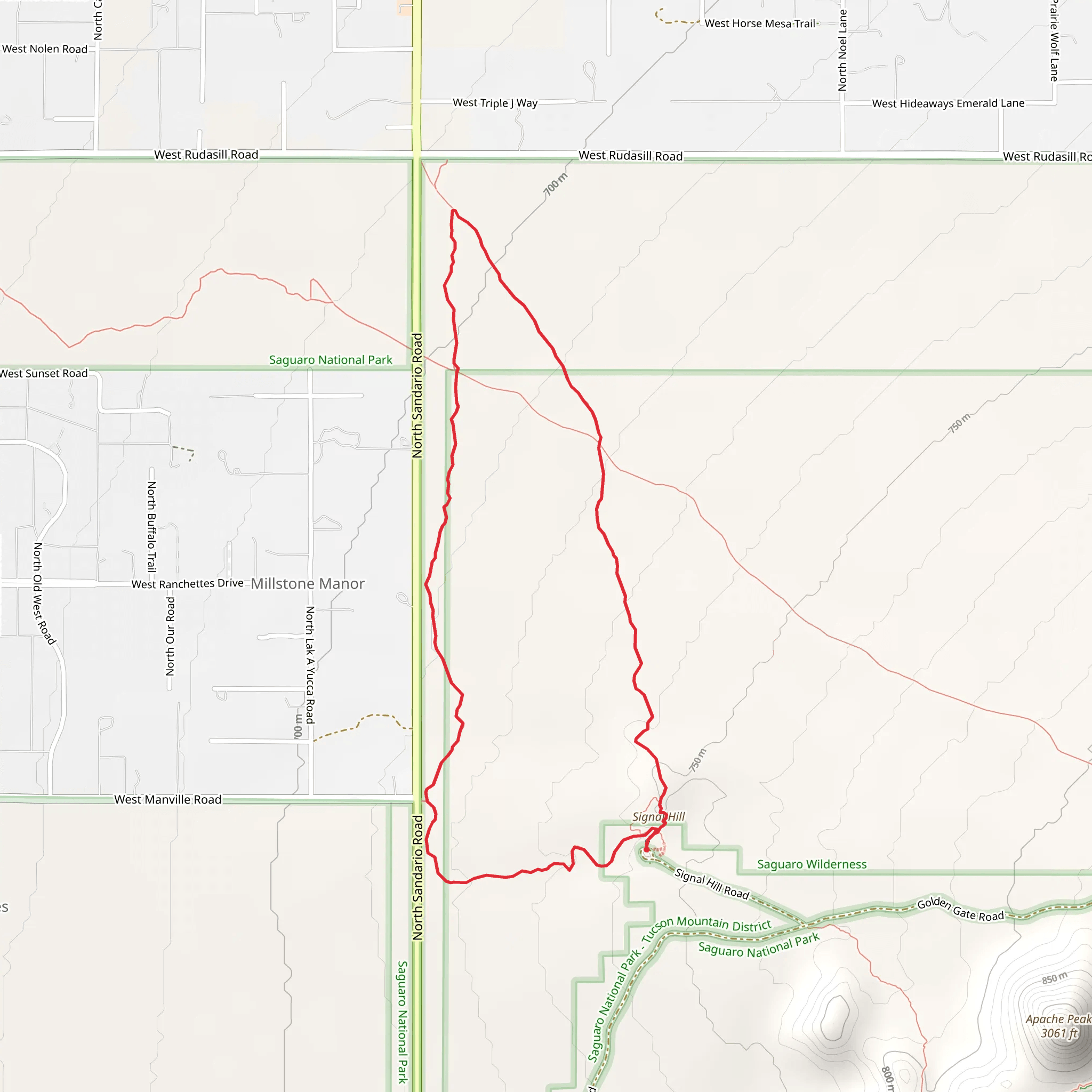 Signal Hill - Cactus Wren - Manville Loop Trail mobile static map