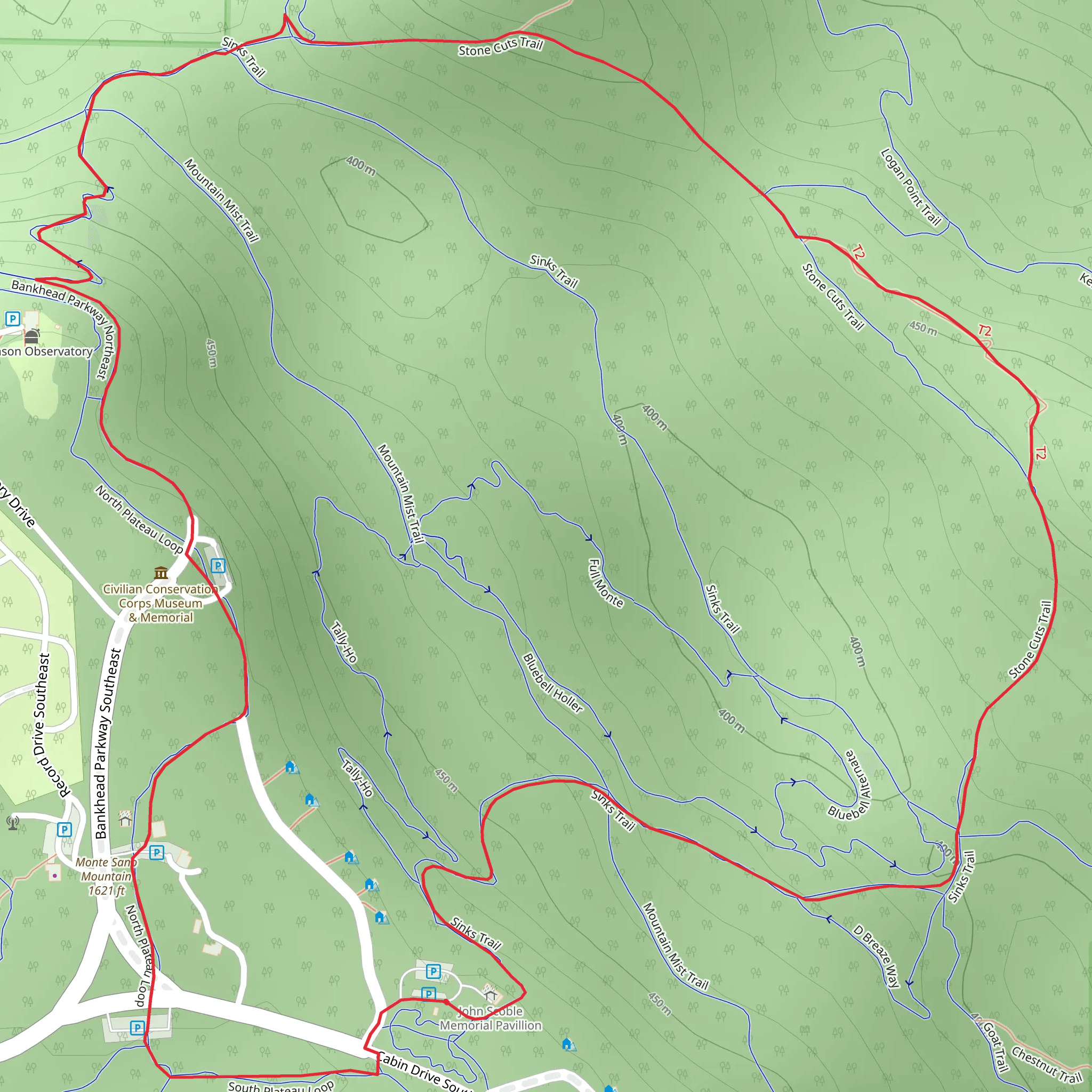 Monte Sano Mountain Loop mobile static map