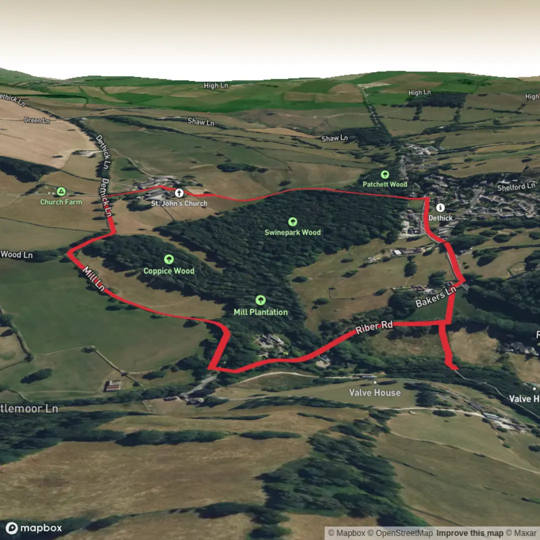 An image depicting the trail Lea Brook - Dethick - Jug & Glass Loop and its surrounding area.
