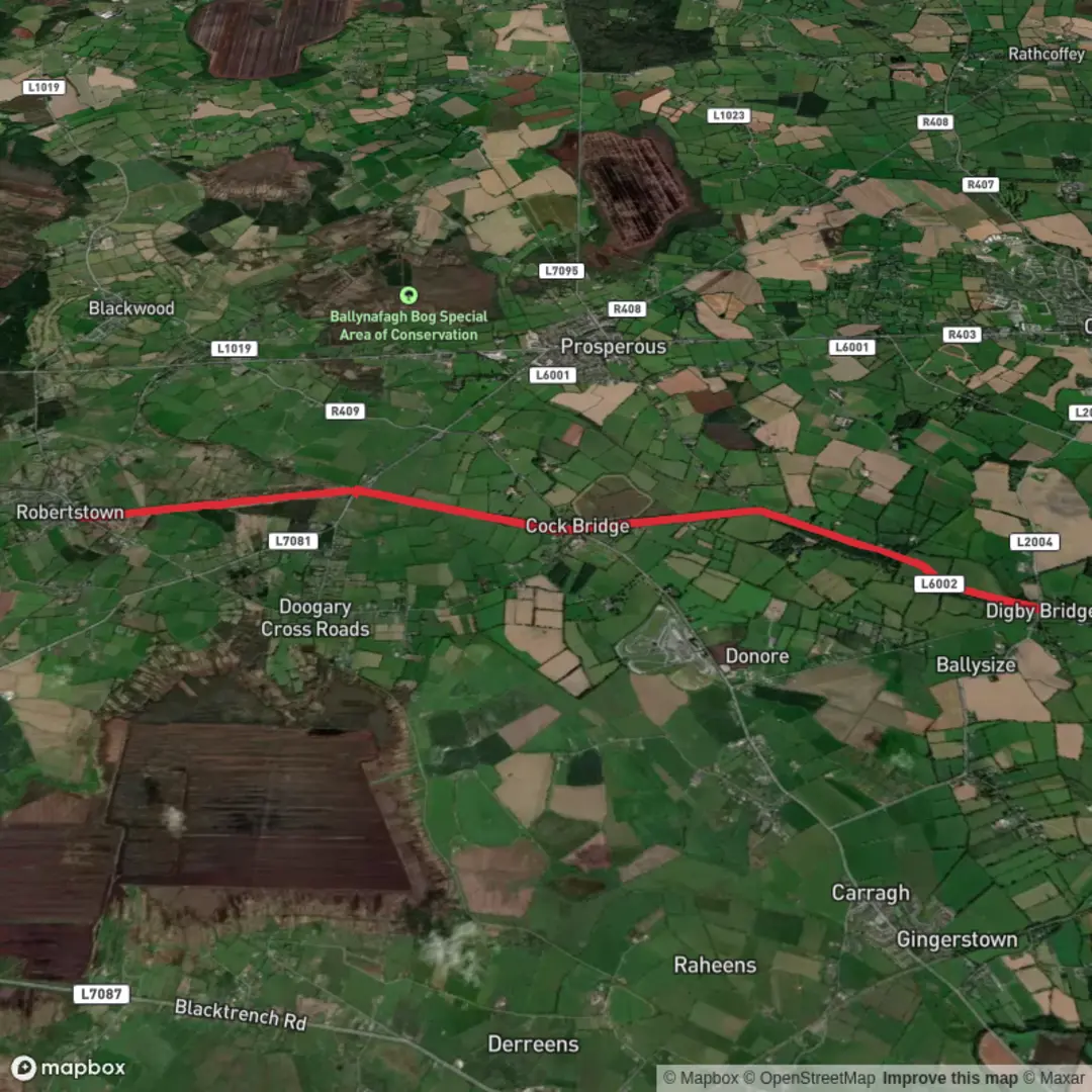 An image depicting the trail Robertstown - Digby Bridge - Robertstown and its surrounding area.