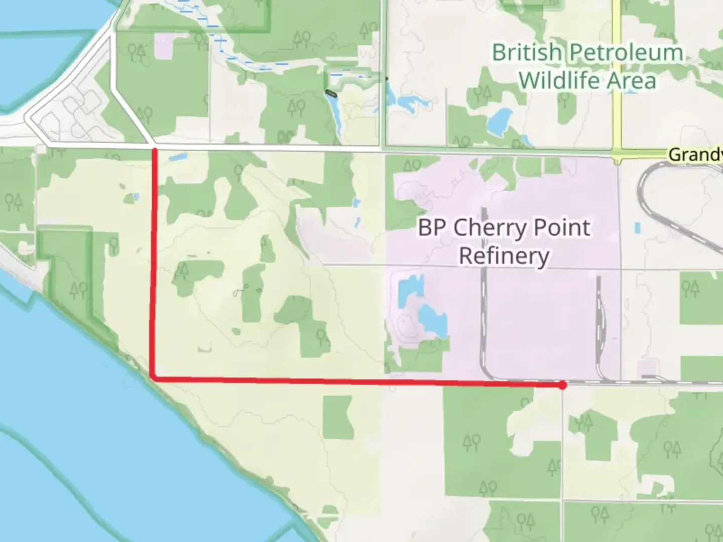 An image depicting the trail Cherry Point and its surrounding area.
