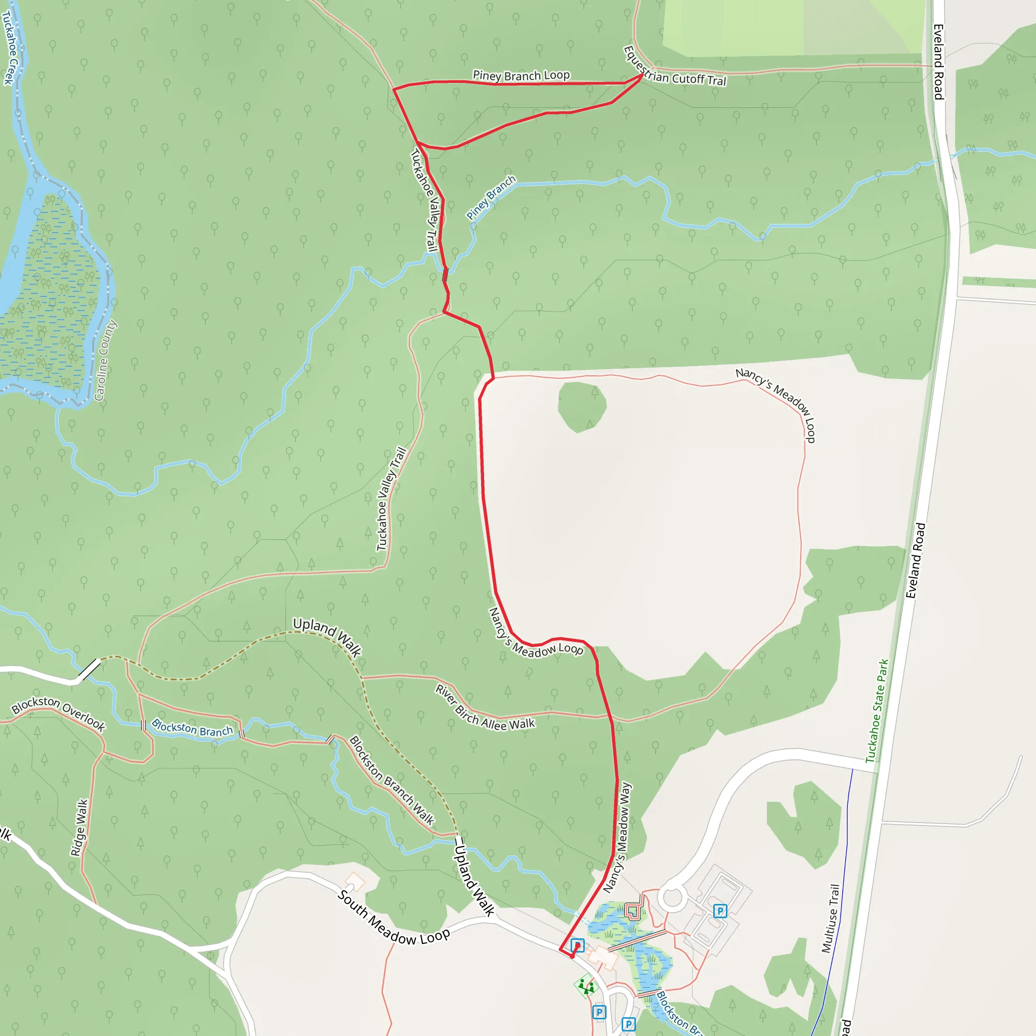 Piney Branch Loop via Nancy's Meadow Way mobile static map