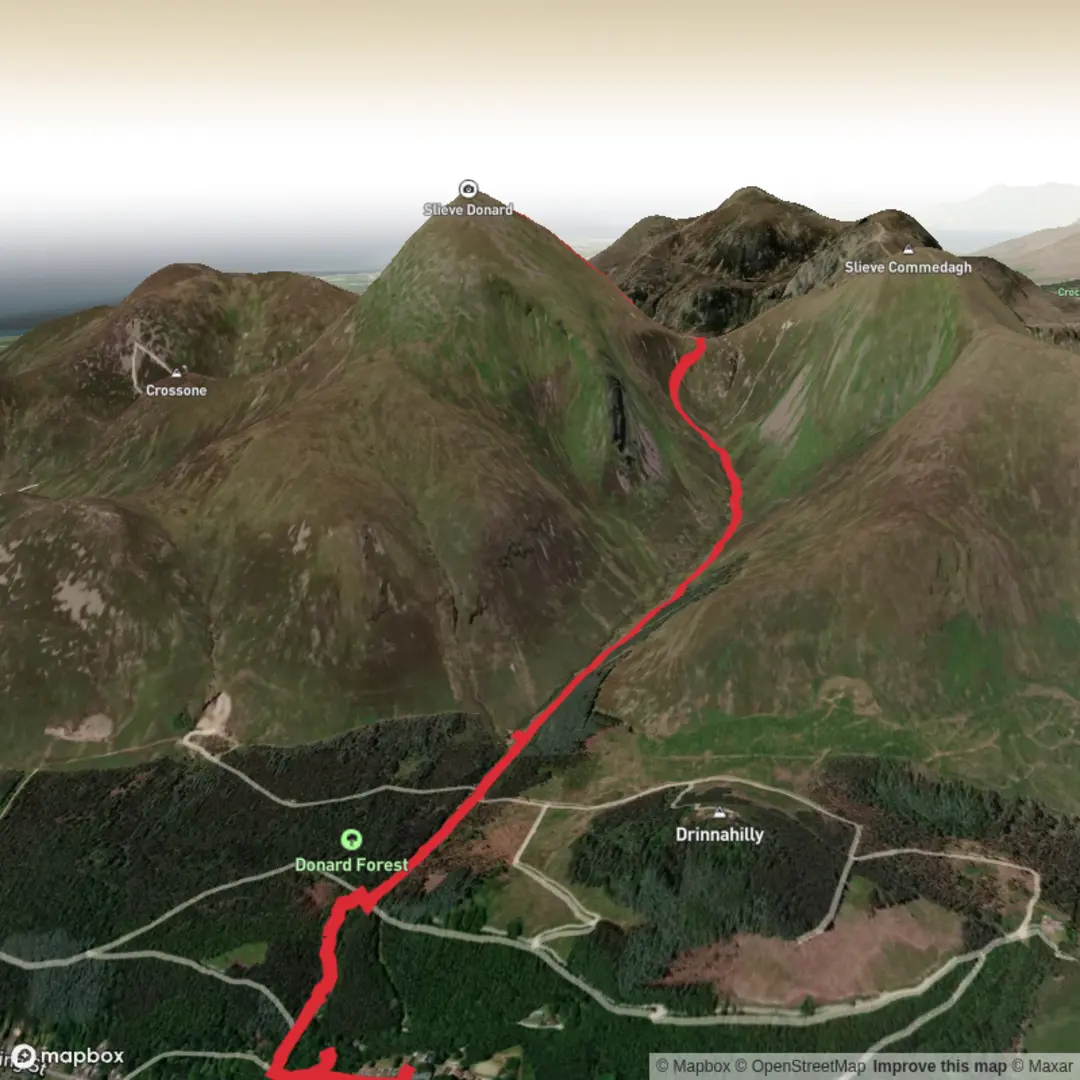 An image depicting the trail Mourne AONB - Jun 16 and its surrounding area.