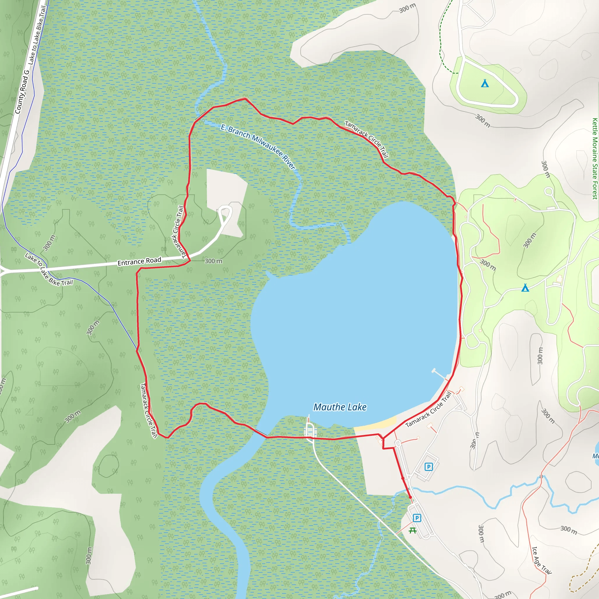 Mauthe Lake via Tamarack Circle Trail mobile static map