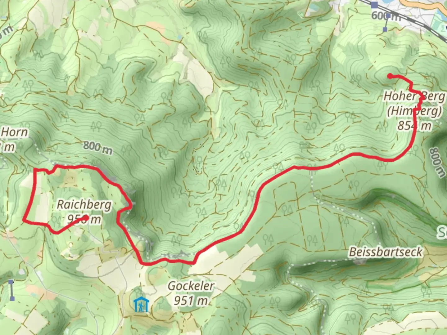 An image depicting the trail Ruine Hohenjungingen to Raichberg Walk and its surrounding area.