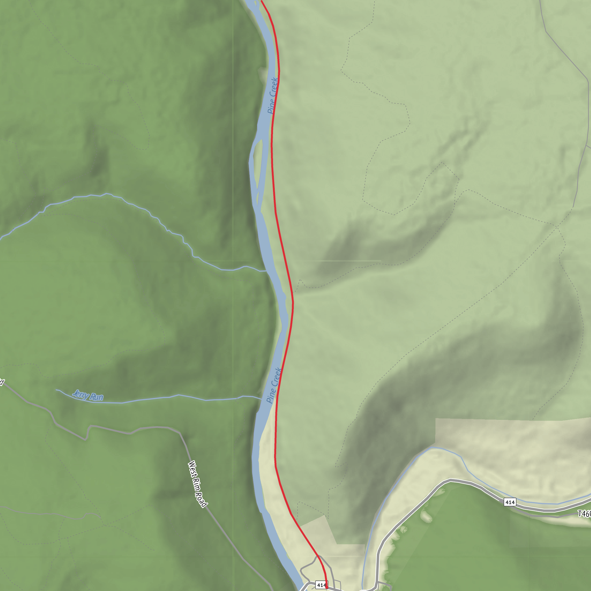 Tank Run Falls via Pine Creek Rail Trail mobile static map