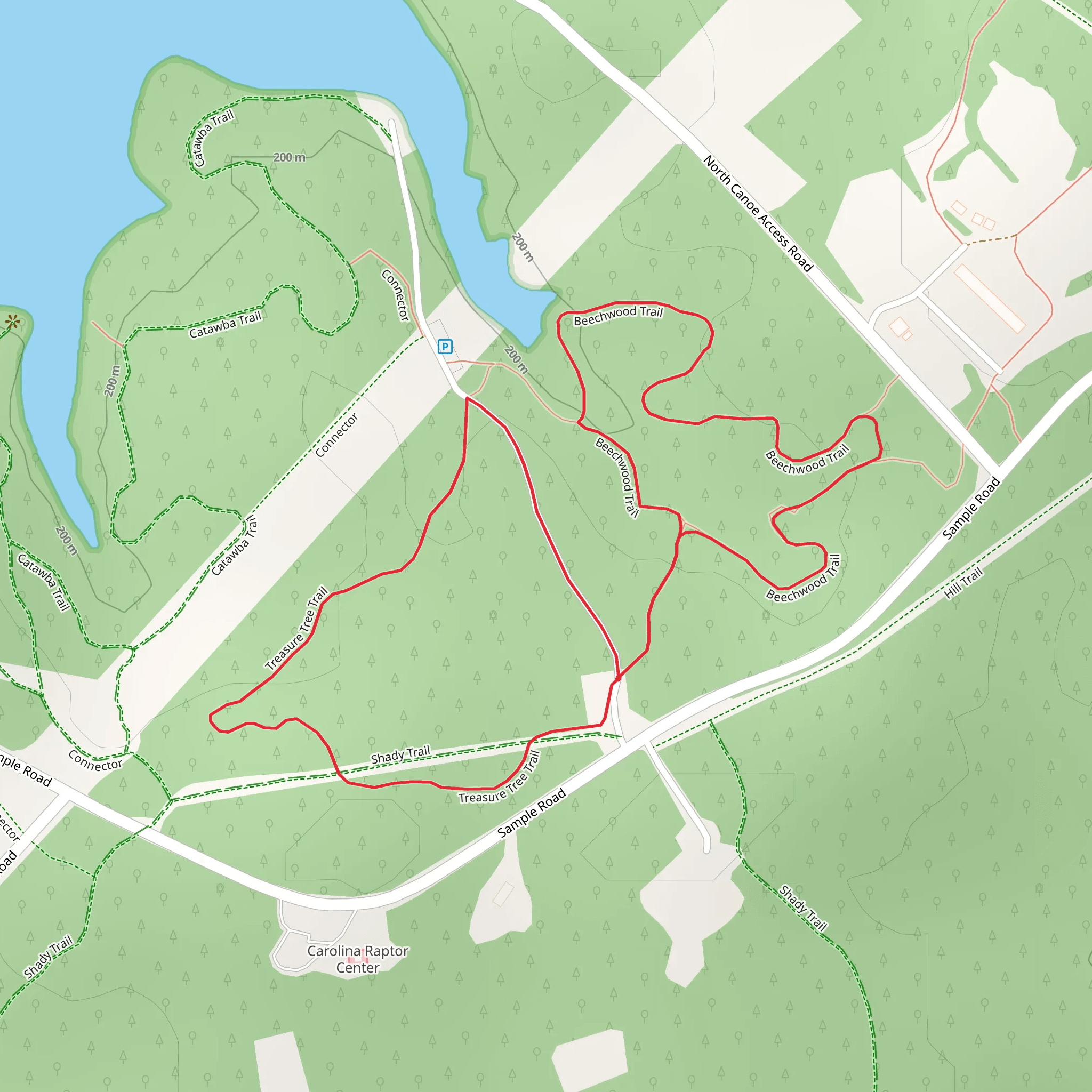 Treasure Tree Trail and Beechwood Trail Loop mobile static map