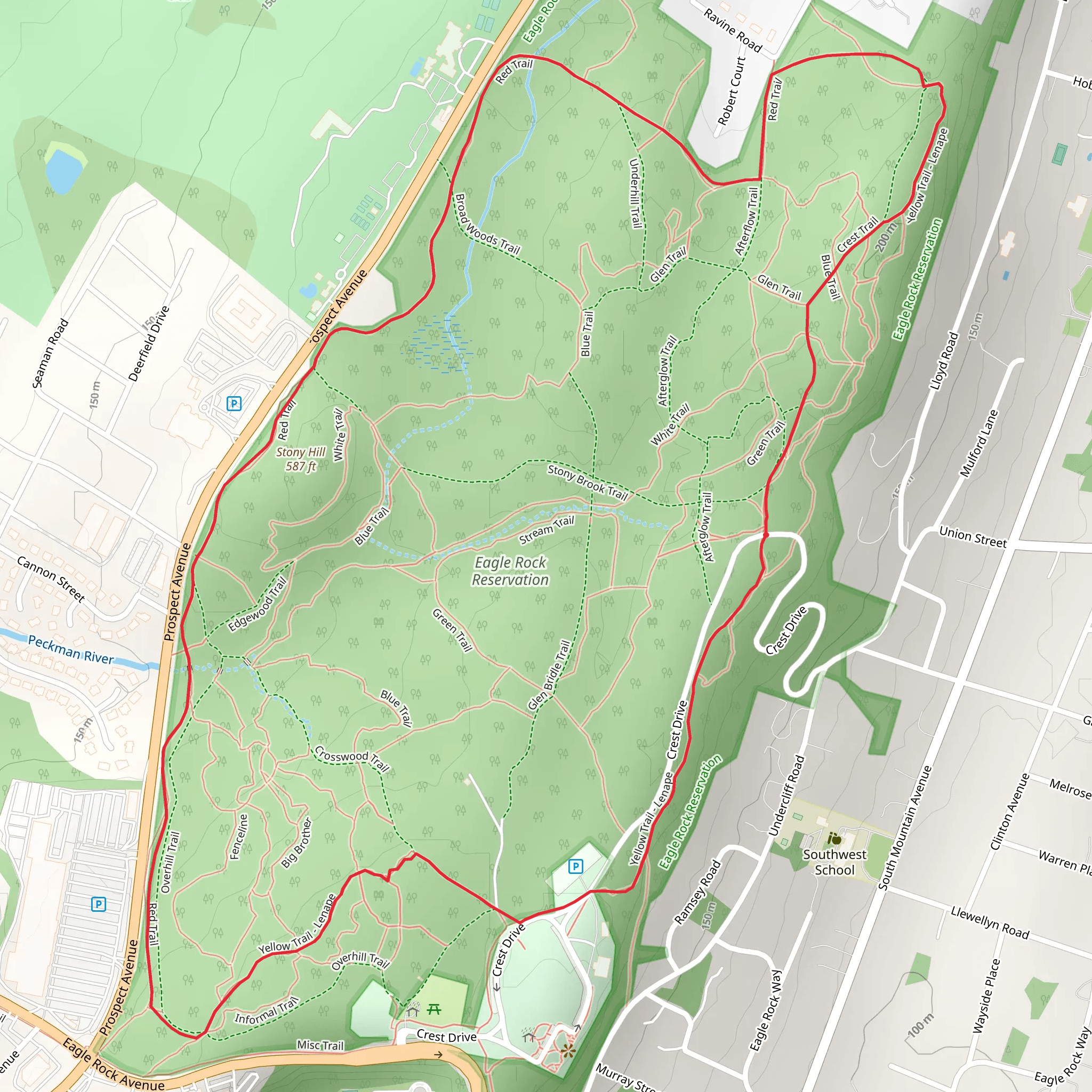 Eagle Rock Reservation - Stony Hill Loop mobile static map