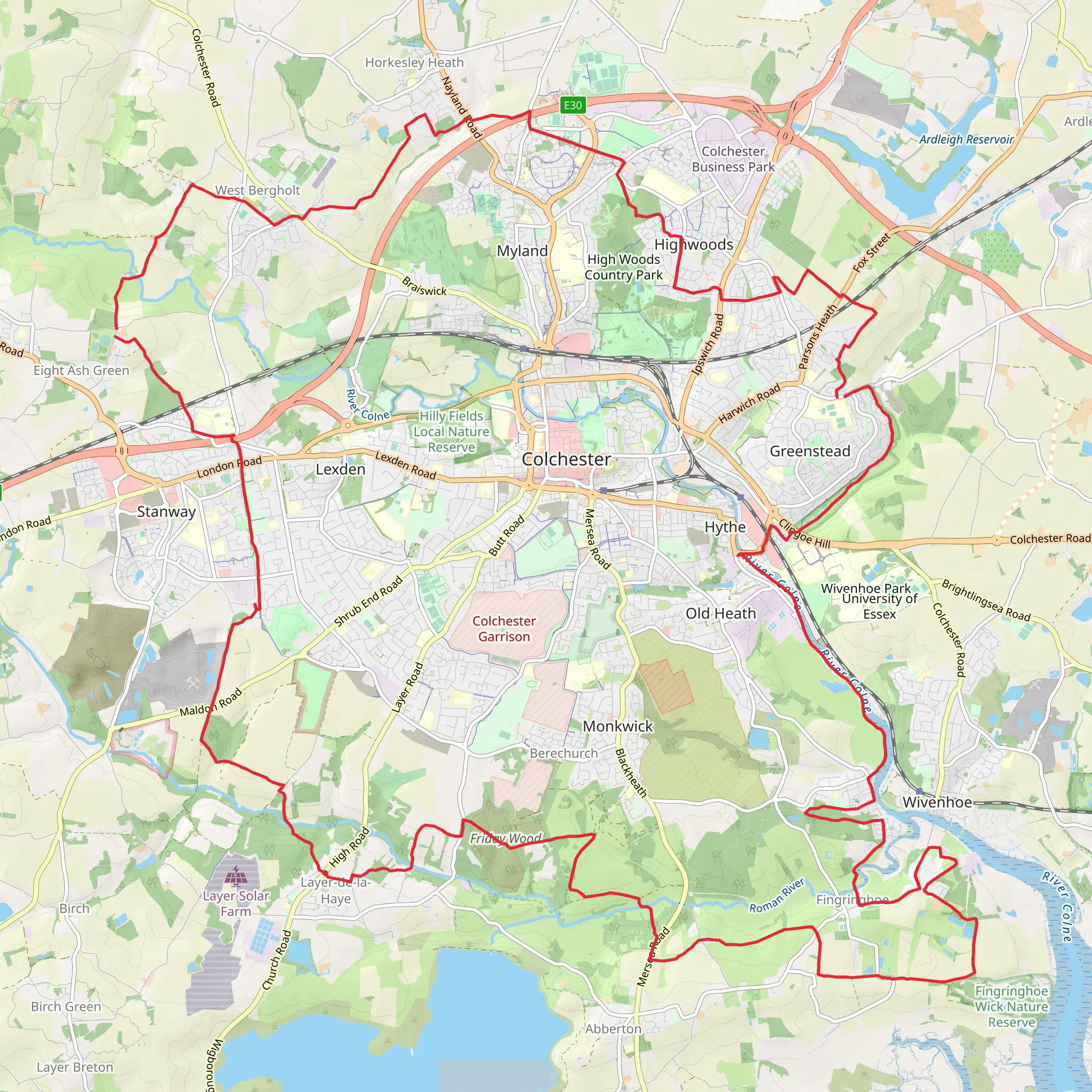 Layer de la Haye Loop via Essex Way mobile static map