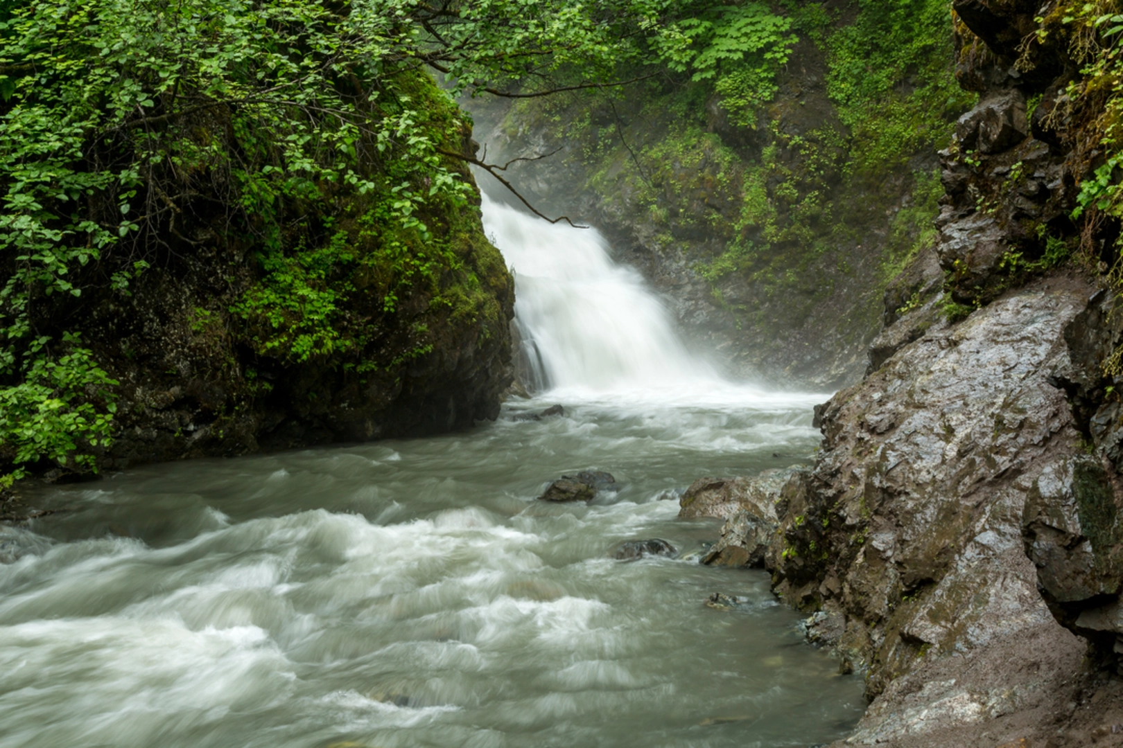 An image depicting the trail Thunderbird Falls Trail and its surrounding area.
