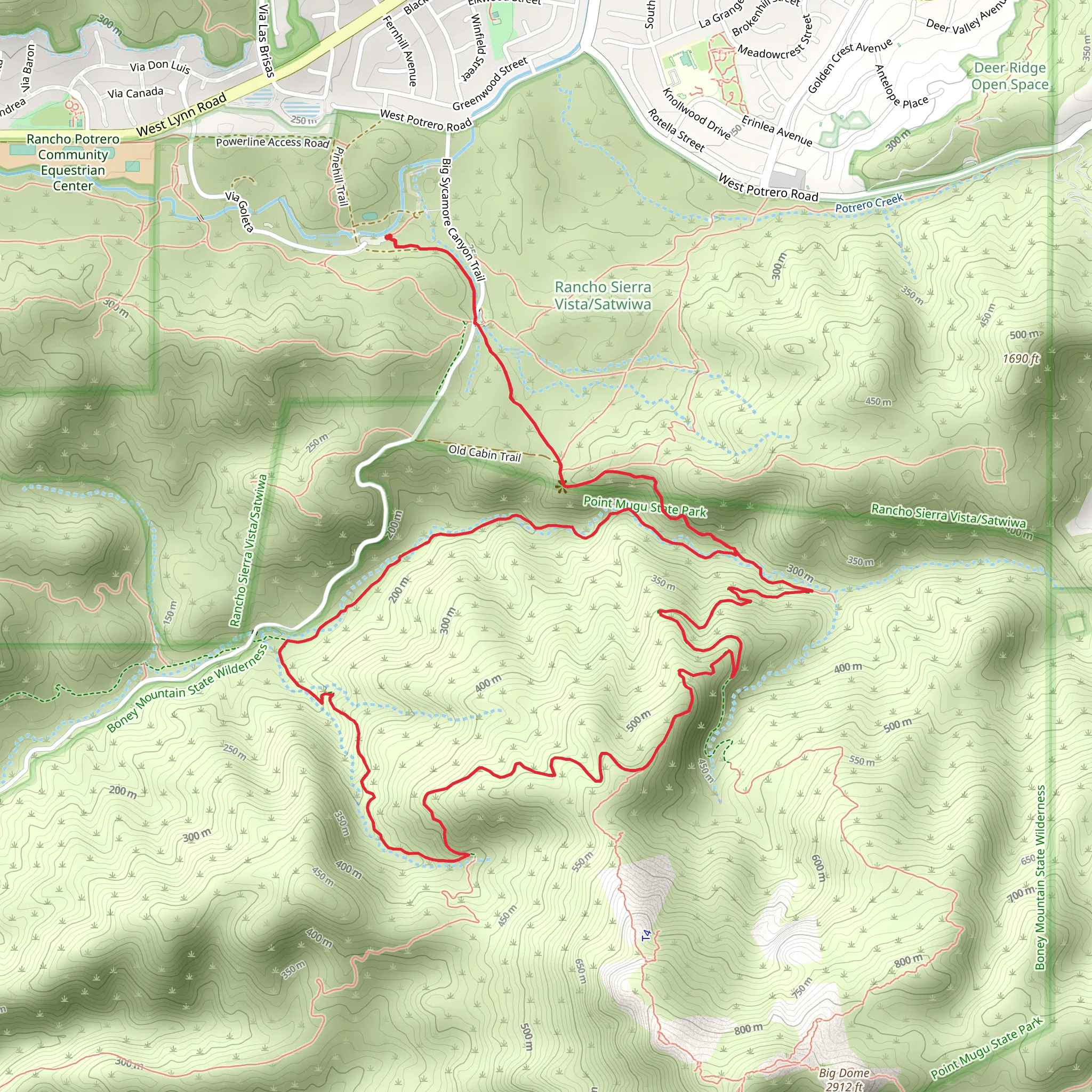 Upper Sycamore and Old Cabin Loop Trail mobile static map
