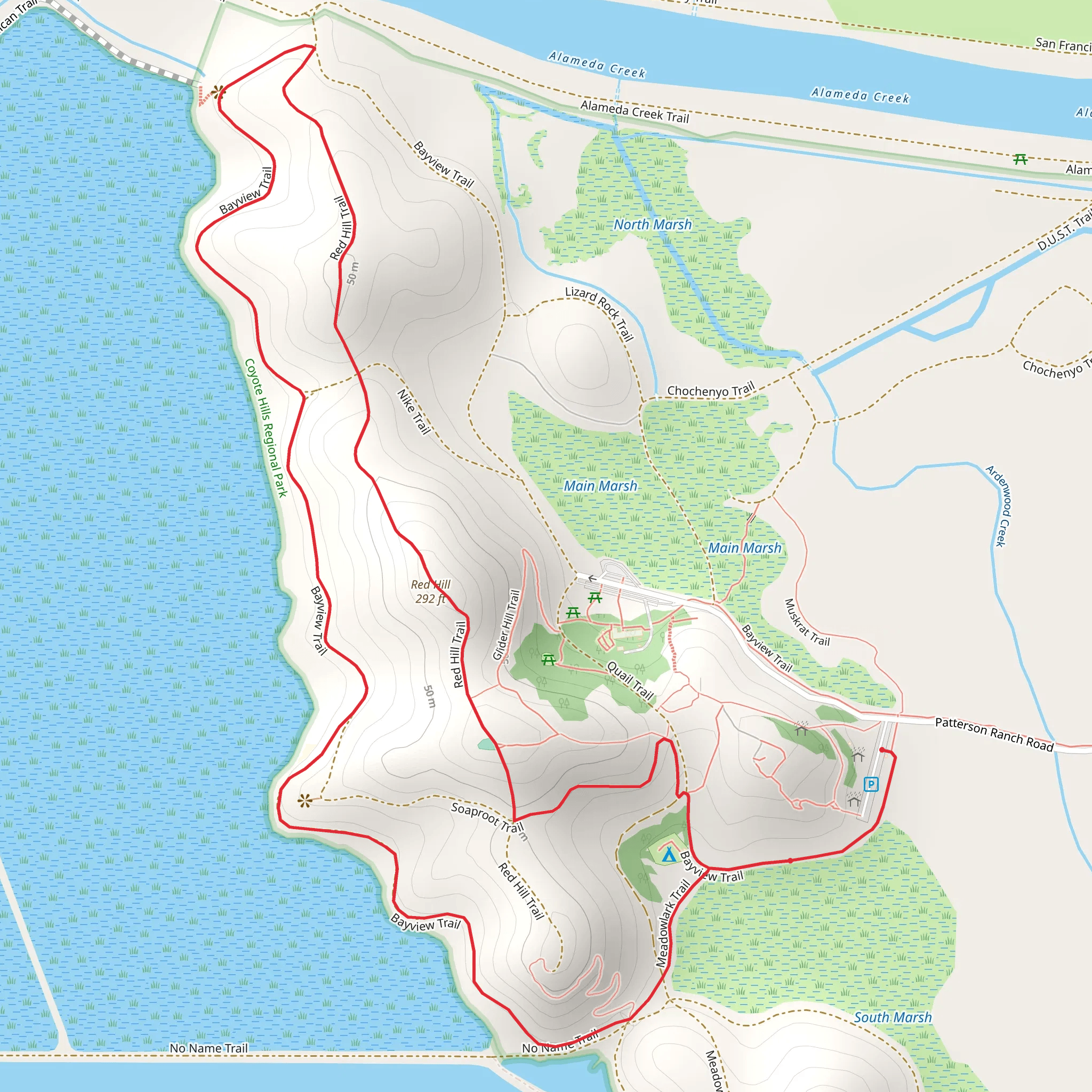 Bayview and Red Hill Loop Trail - Glider Hill mobile static map