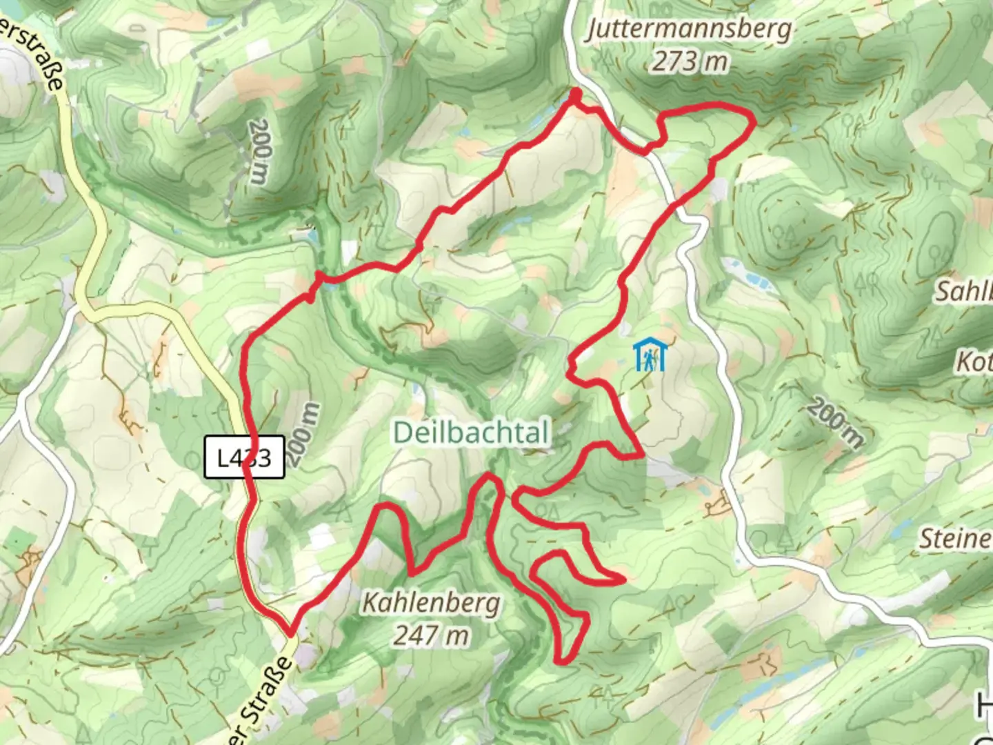 An image depicting the trail Deilbachmühle, Oberelfringhausen and Elfringhausen Rundweg Loop and its surrounding area.