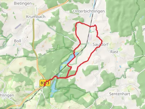 Schwackenreute and Sauldorf Loop via Sauldorfer Baggerseen