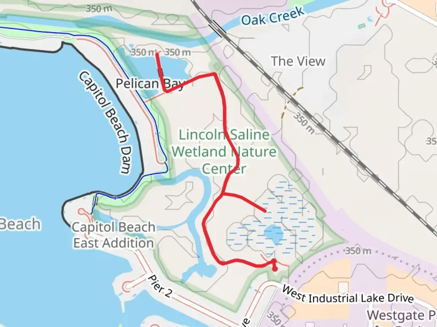 An image depicting the trail Lincoln Saline Wetland Nature Center and its surrounding area.