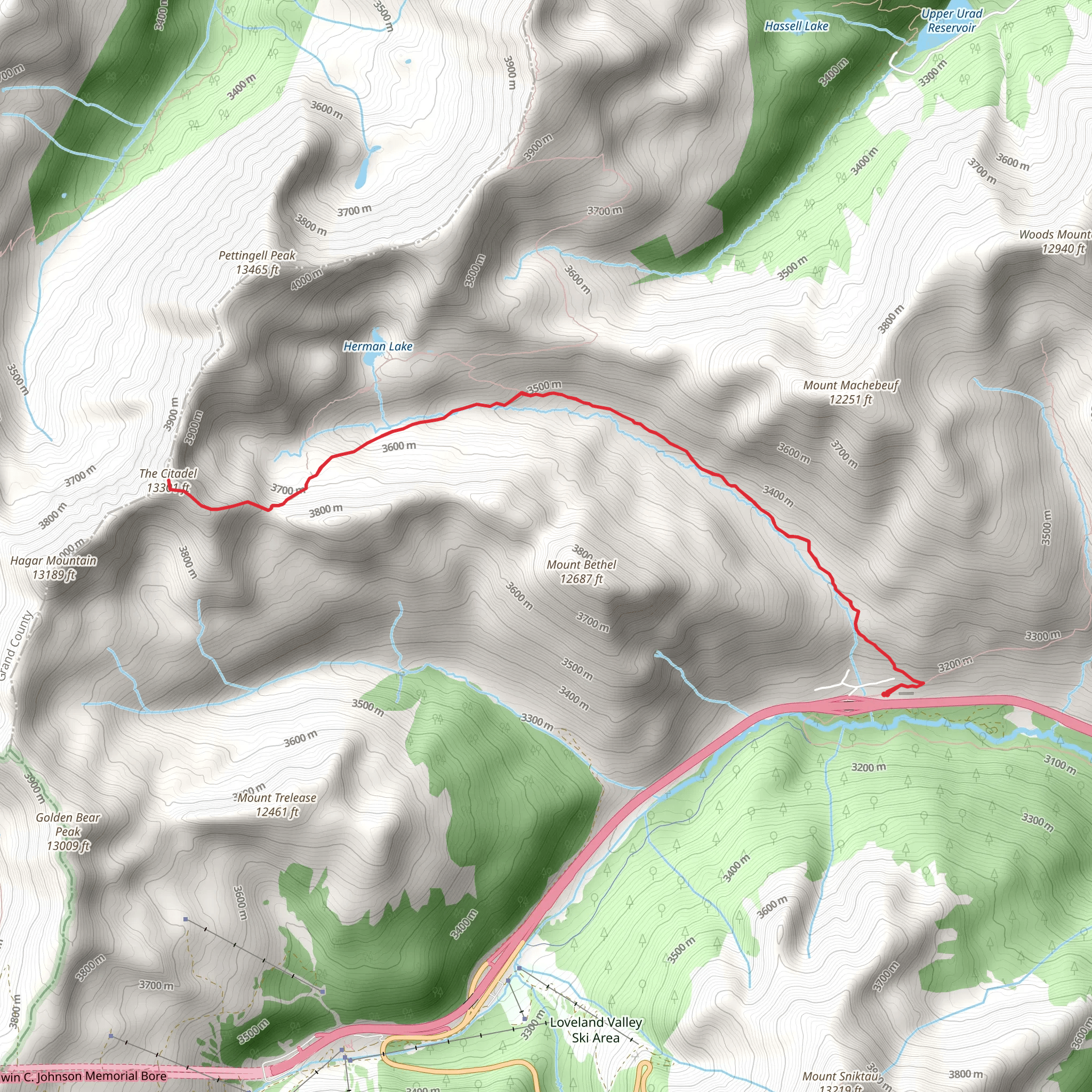 The Citadel via Herman Gulch mobile static map