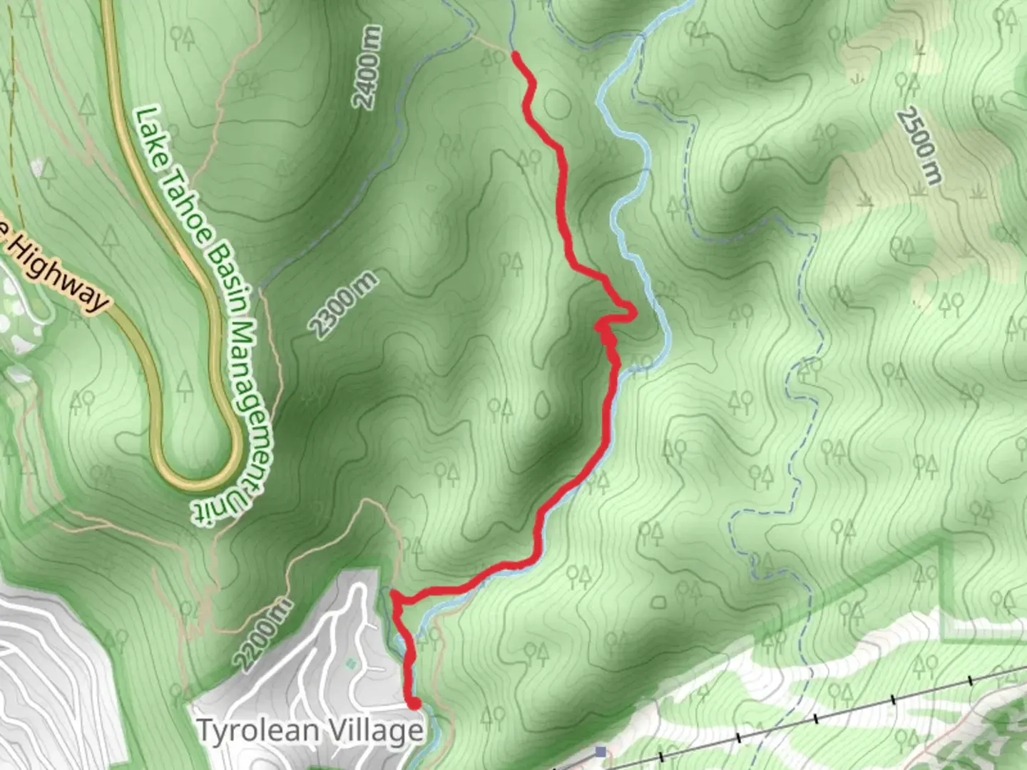 An image depicting the trail Tyrolean Downhill - Incline Creek and its surrounding area.
