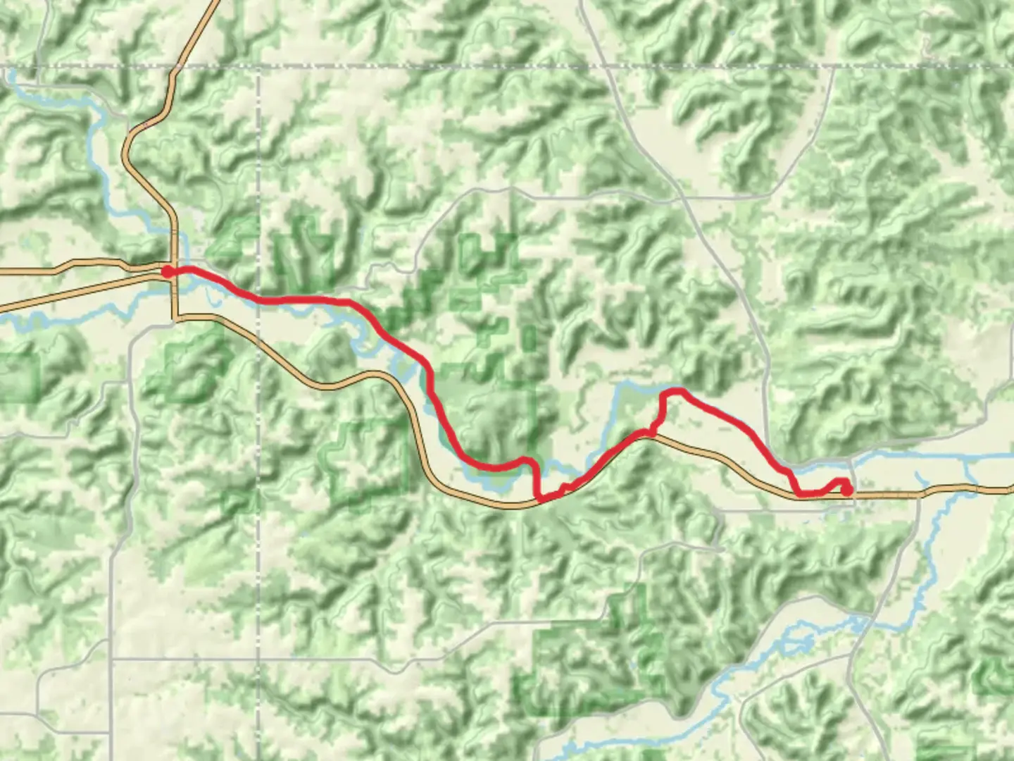 An image depicting the trail Root River State Trail - Short and its surrounding area.