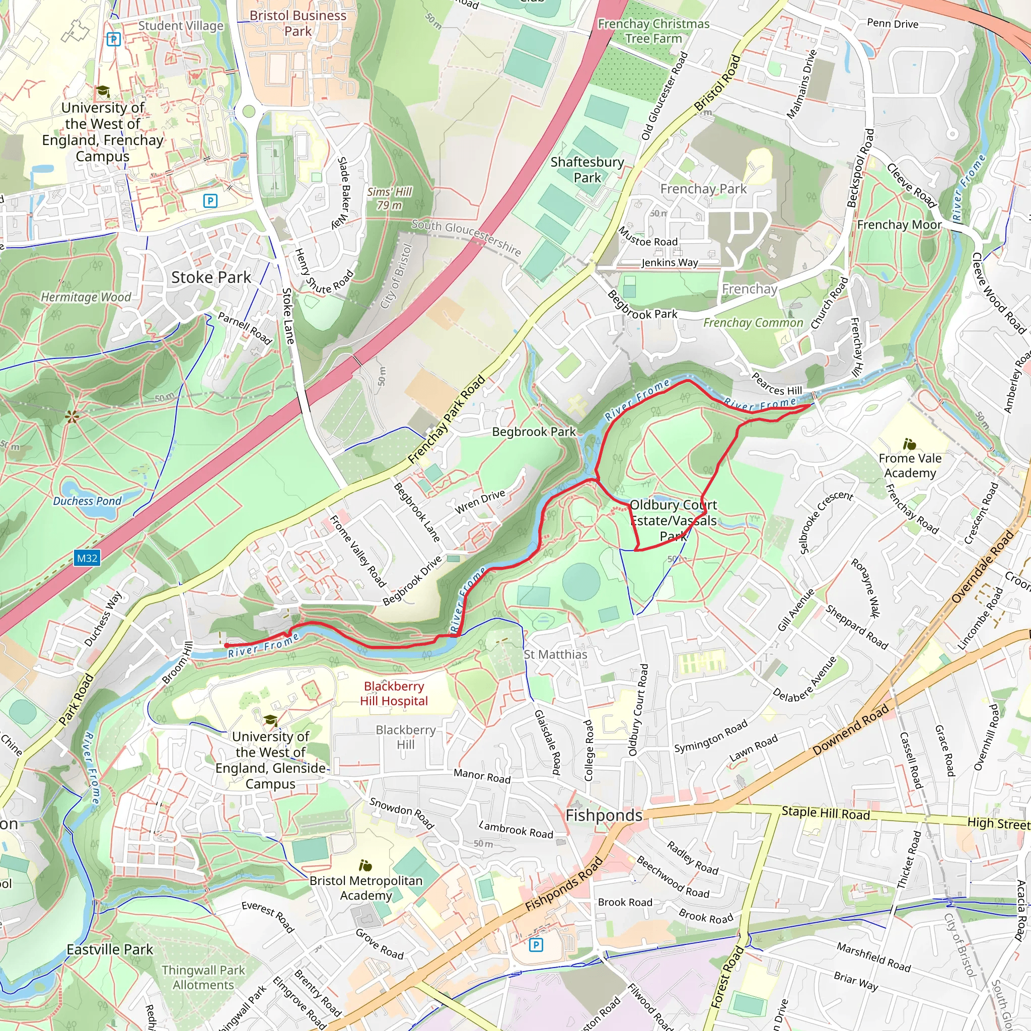 Oldbury Court Estate Loop mobile static map