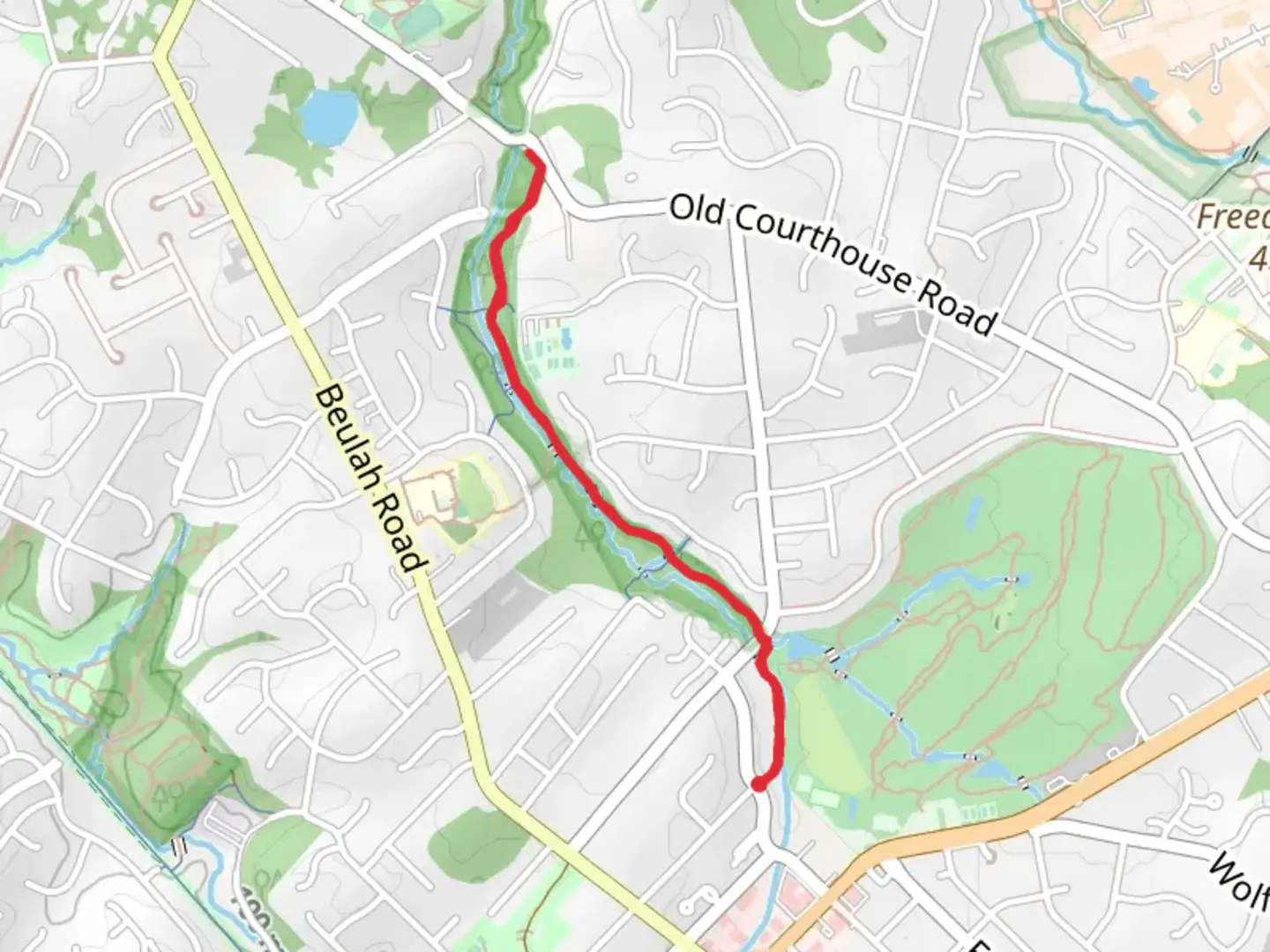 An image depicting the trail Wolftrap Creek and its surrounding area.