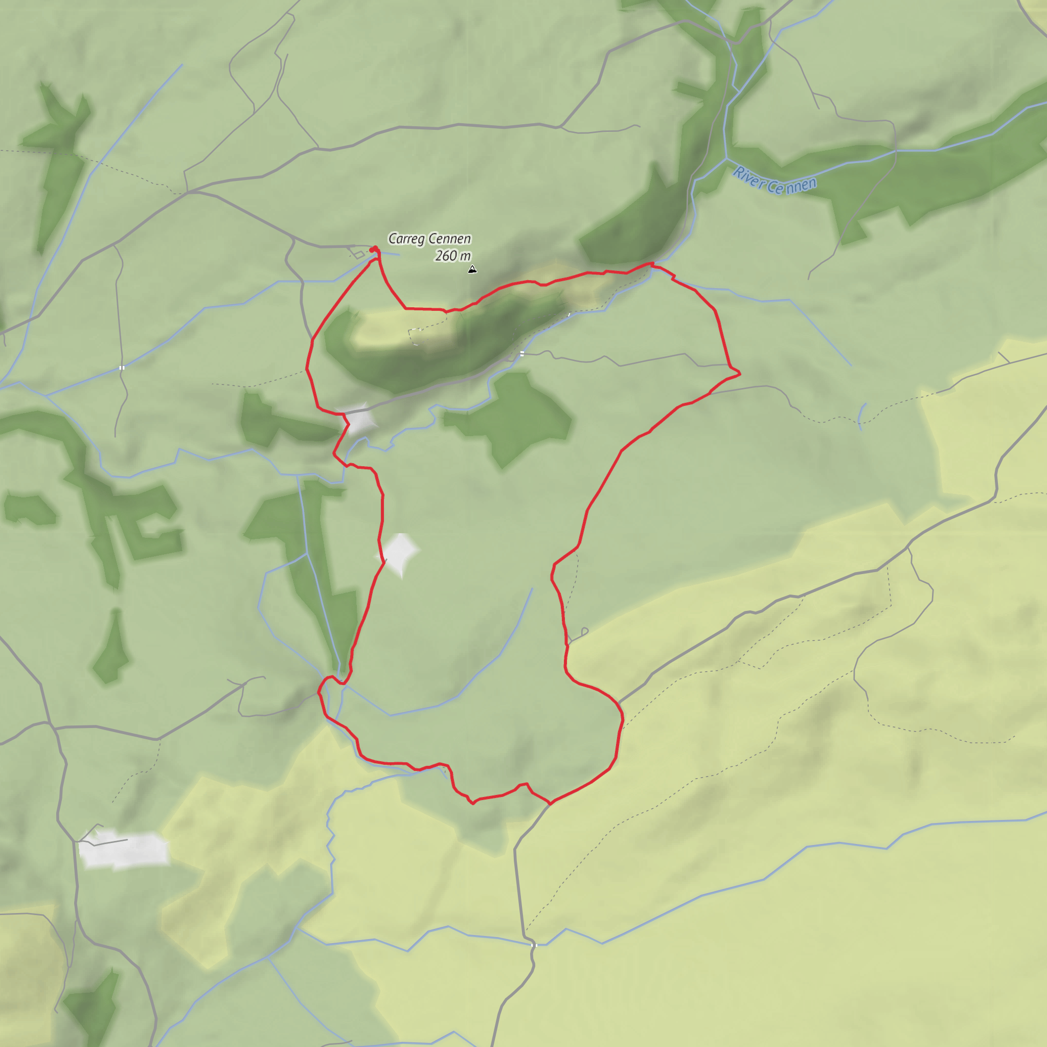 Carreg Cennen Castle and Llwyn-bedw Loop mobile static map