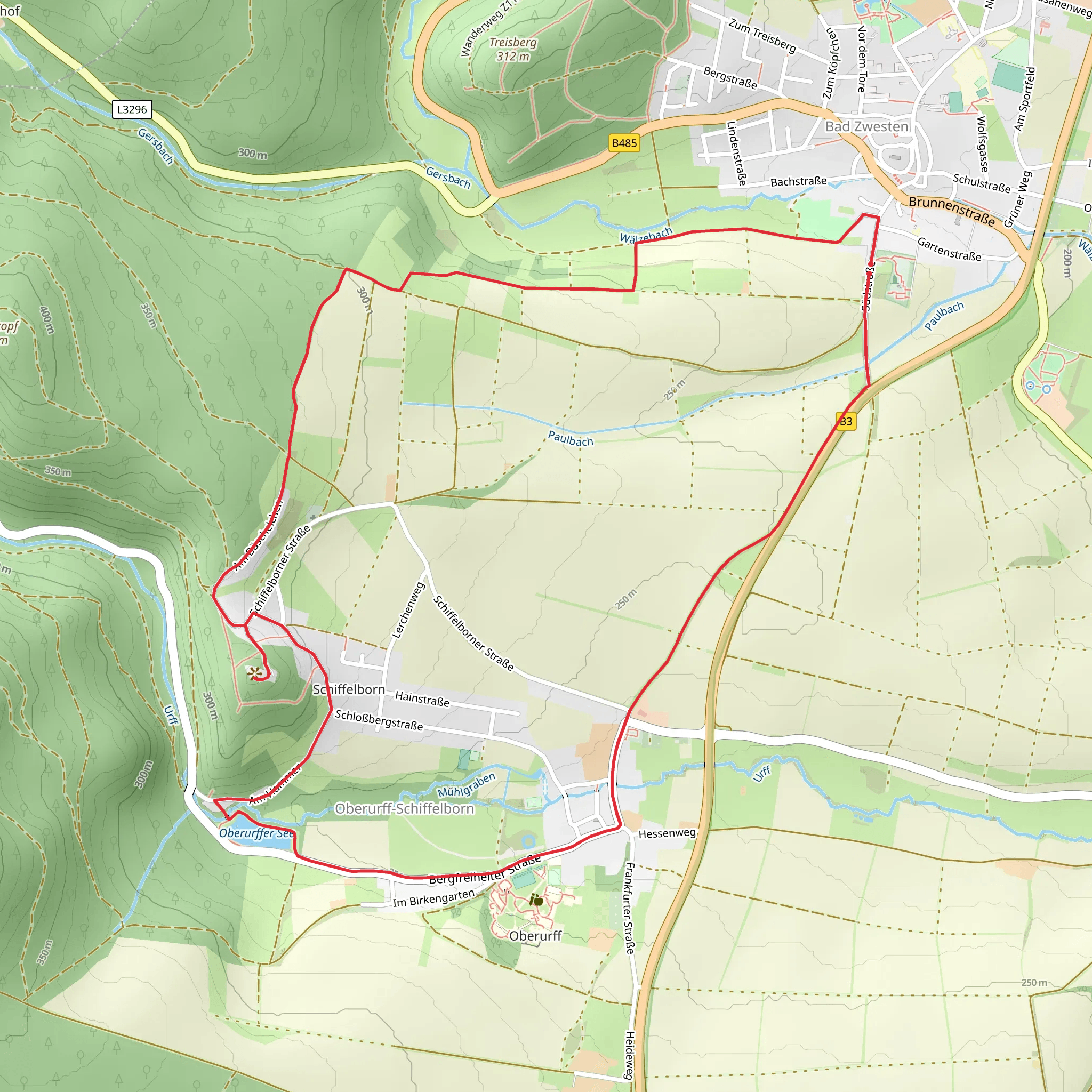 Oberurffer See and Burgruine Loewenstein Loop mobile static map