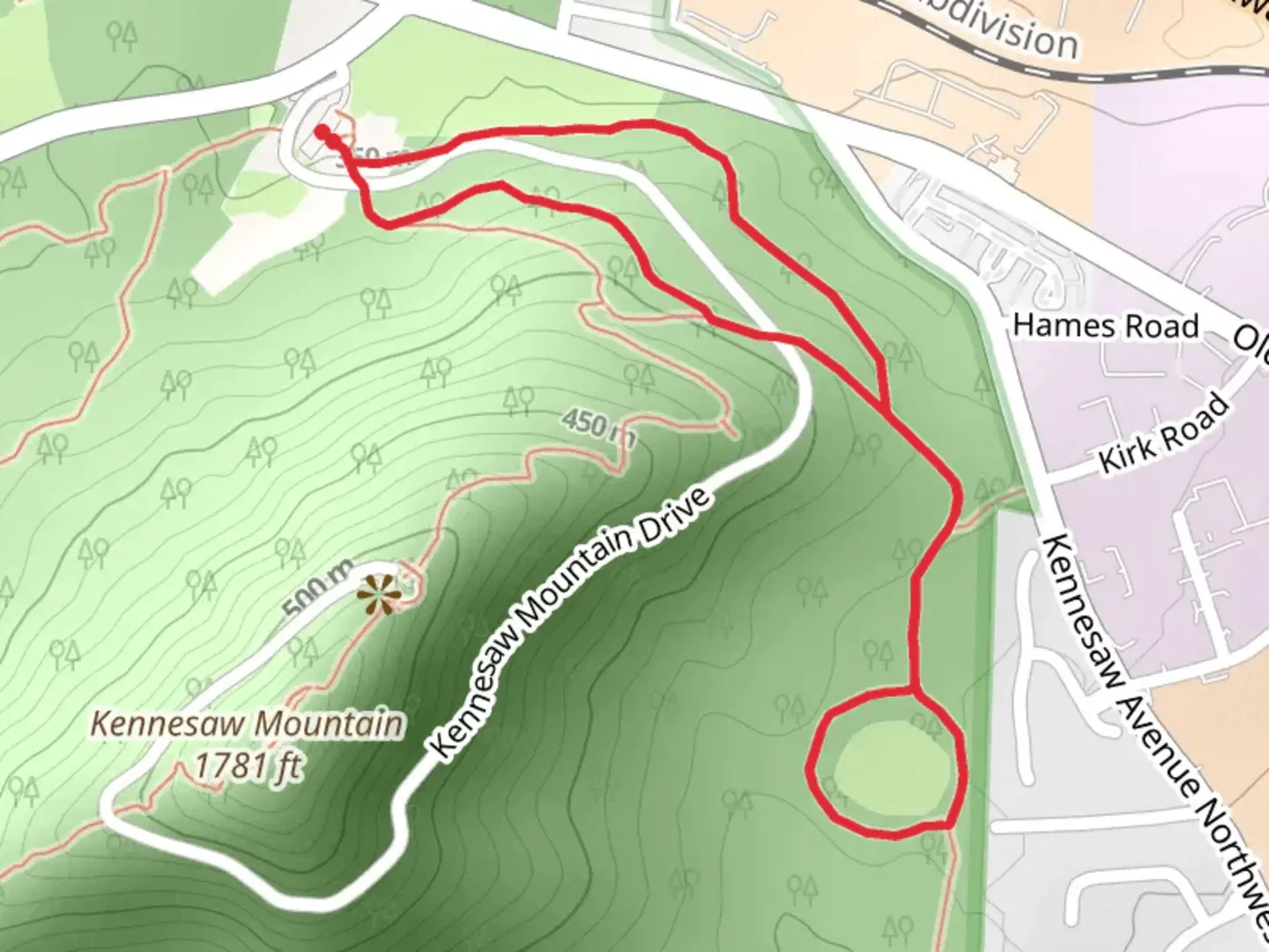 An image depicting the trail Picket Line, CCC Camp and Visitor Center Cut-Off Loop Trail and its surrounding area.
