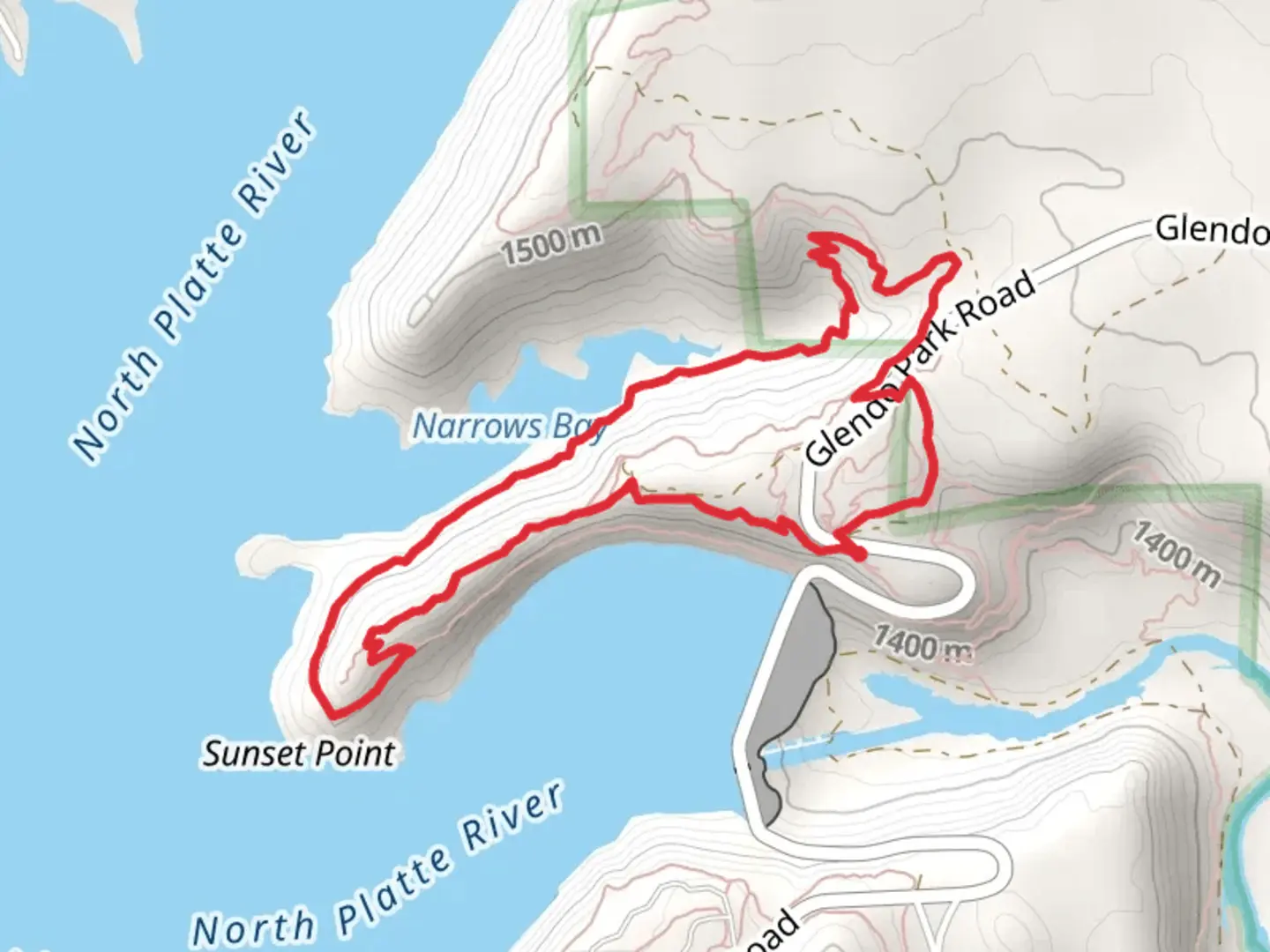 An image depicting the trail Narrows Bay and Sunset Point Loop and its surrounding area.