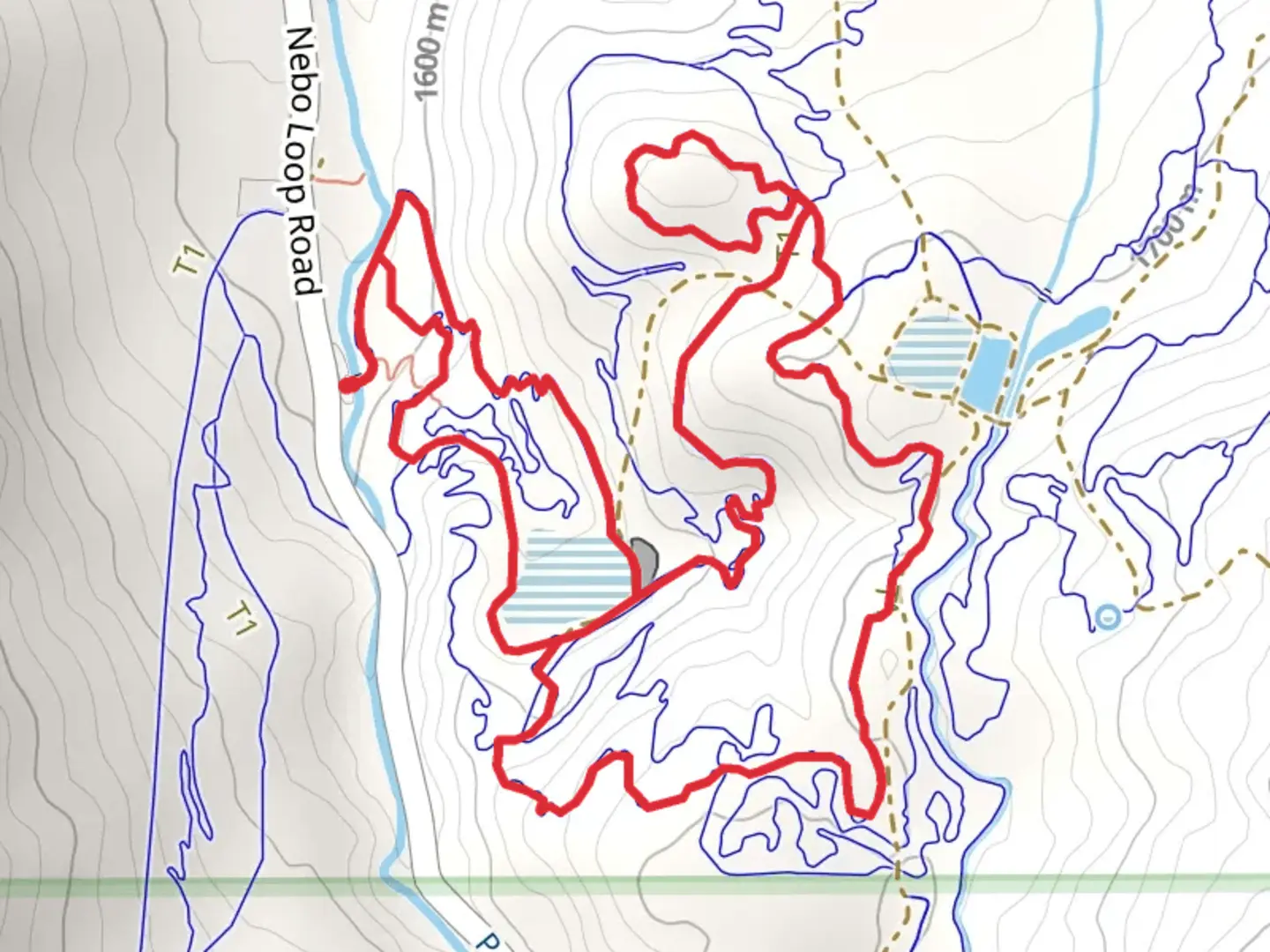 An image depicting the trail Little Shawny, JMC and Trotter Loop and its surrounding area.