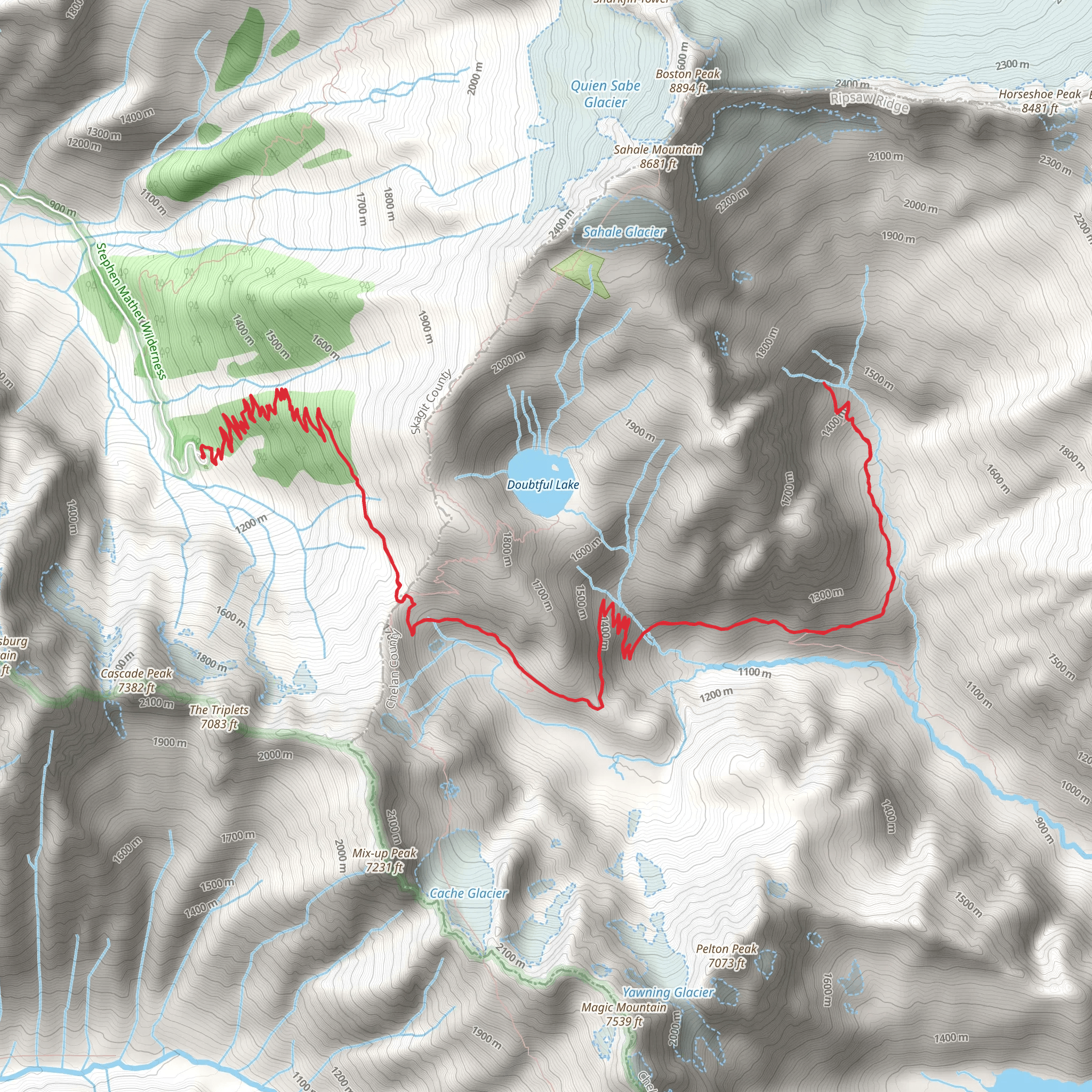 Horseshoe Basin Trail via Cascade Pass Trail mobile static map