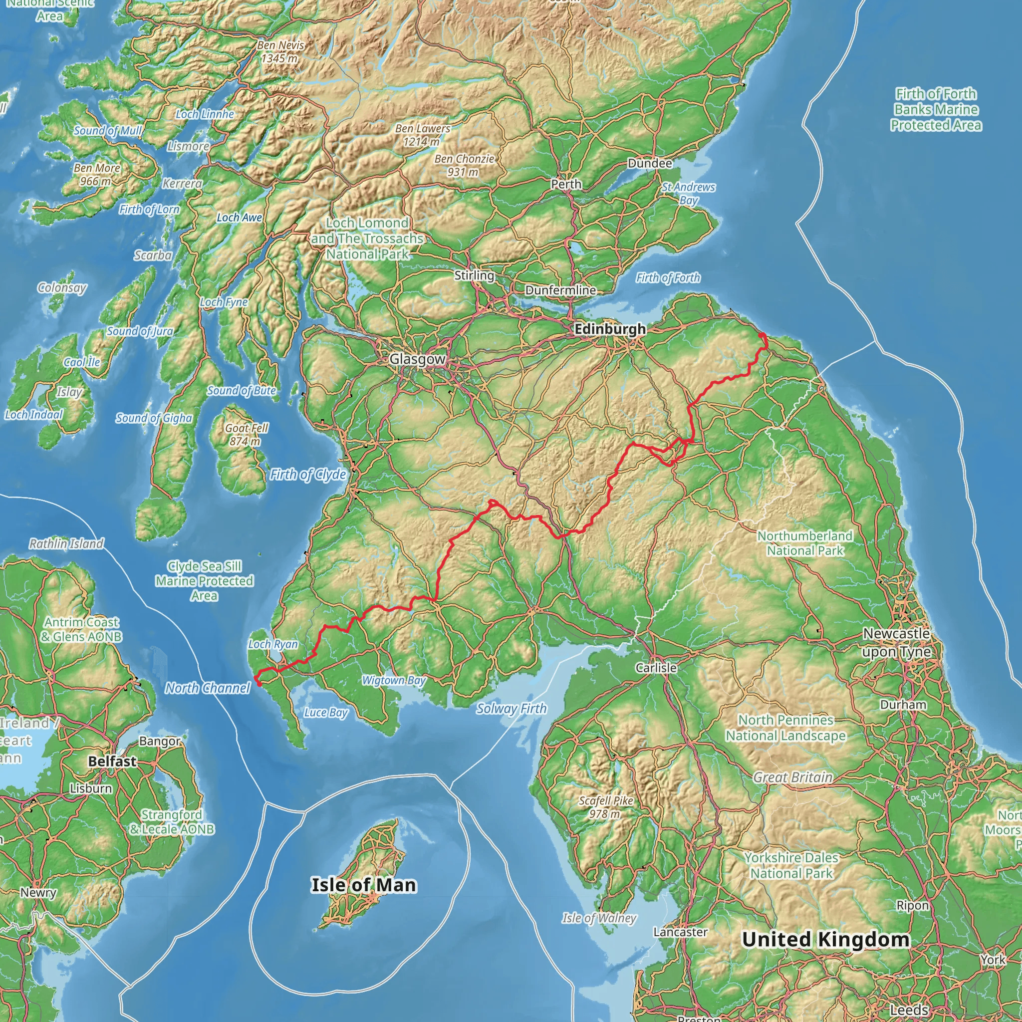 Southern Upland Way mobile static map