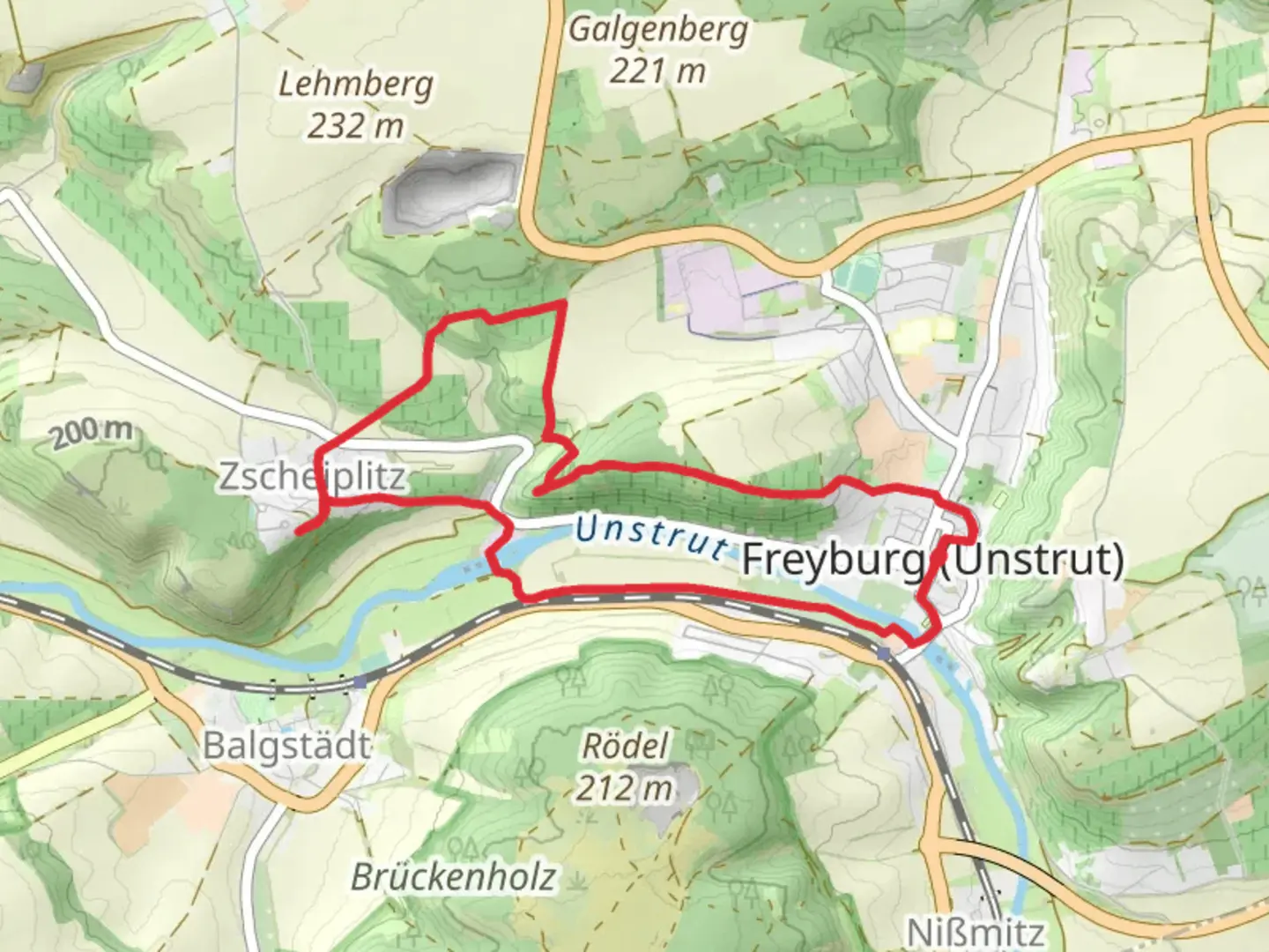An image depicting the trail Heimablick and Unstrut via Schweigenberg Rundweg and its surrounding area.