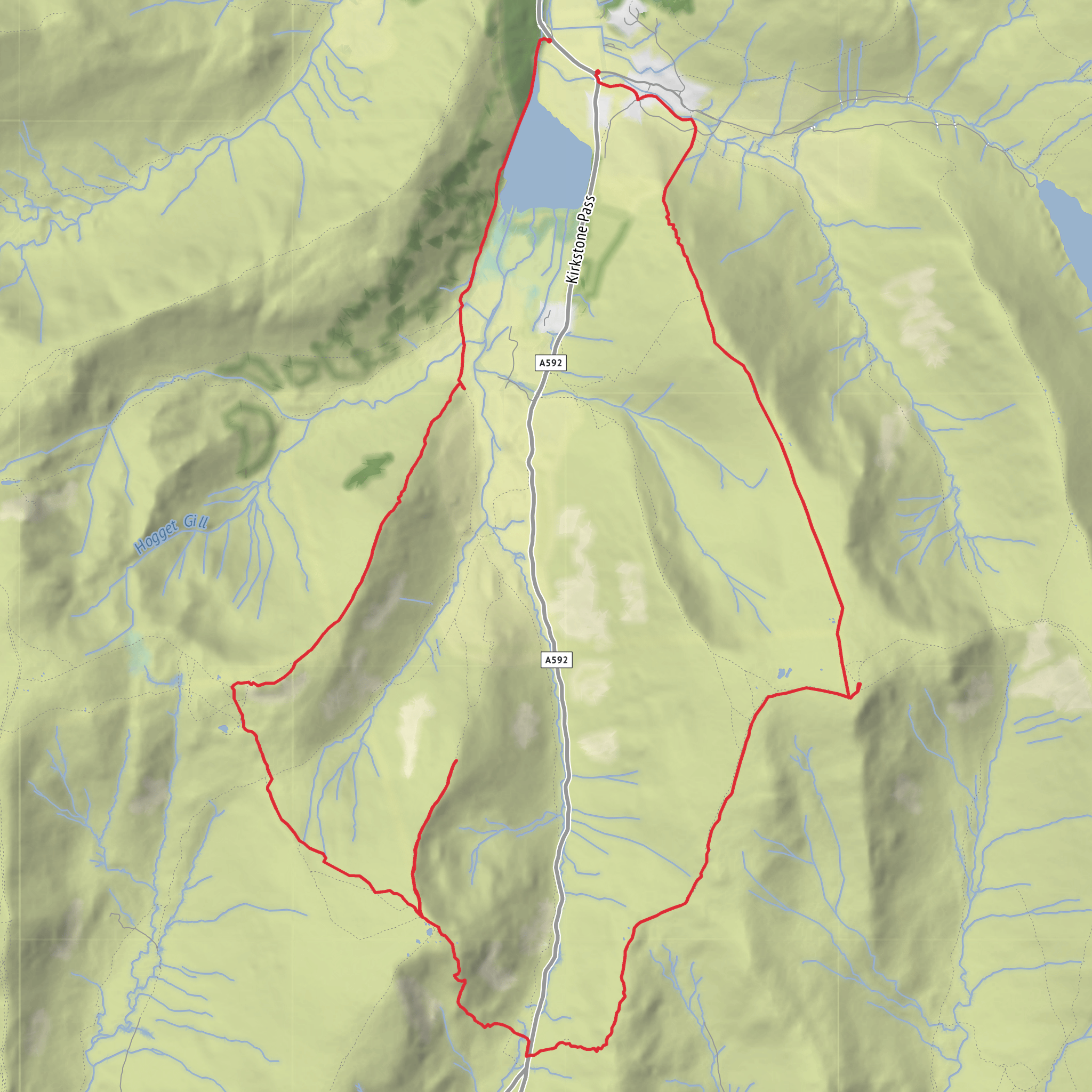 Caudale Moor, Middle Dodd, Red Screes, Little Hart Crag and Brothers Water Loop mobile static map