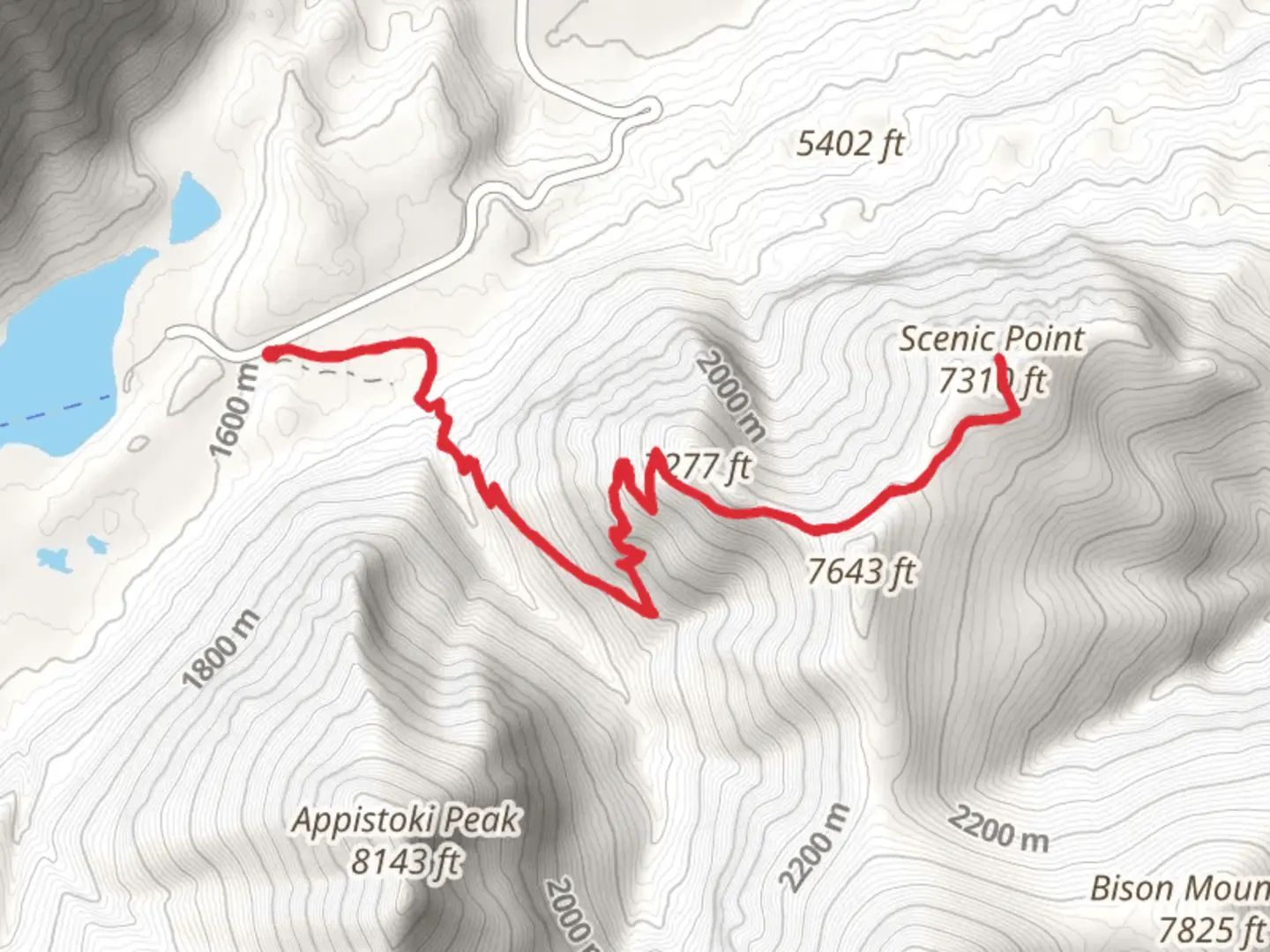 An image depicting the trail Scenic Point via CDT and its surrounding area.