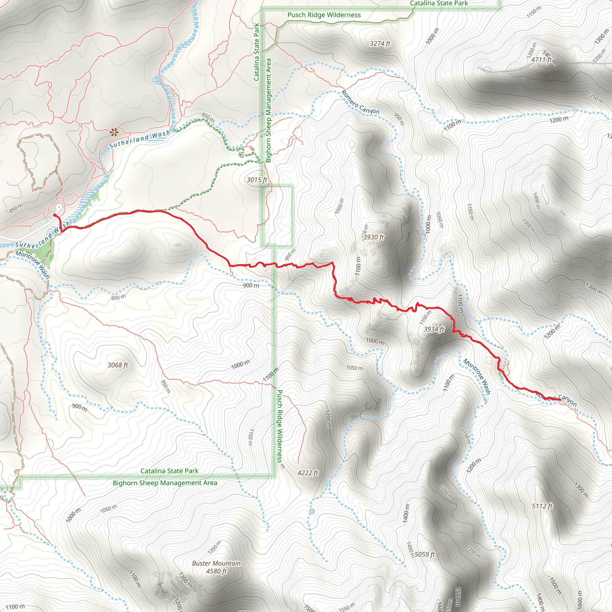 Romero Canyon Trail mobile static map