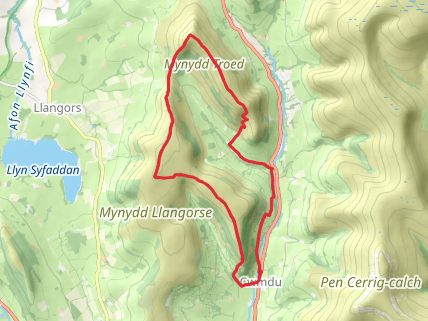 An image depicting the trail Cwmdu and its surrounding area.