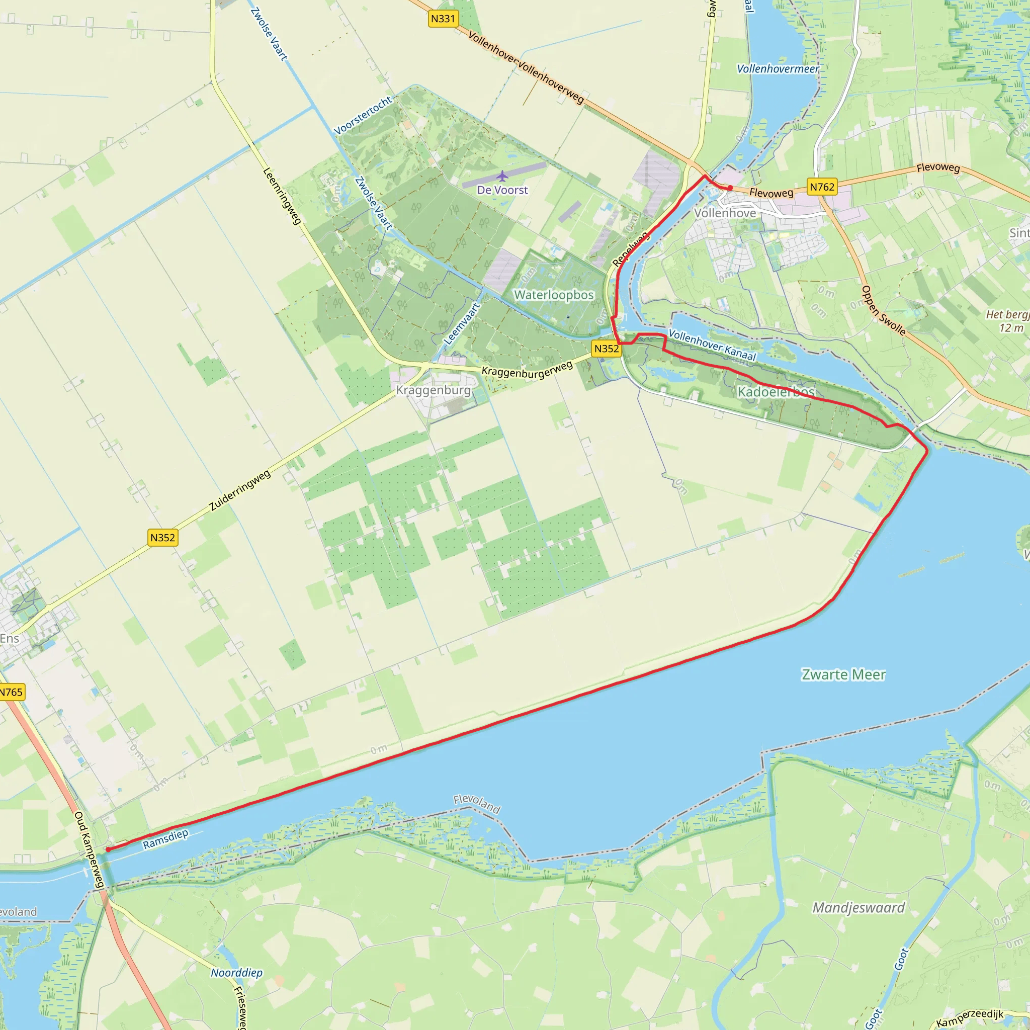 Zwembed to Ramspol via Zwarte Meer mobile static map