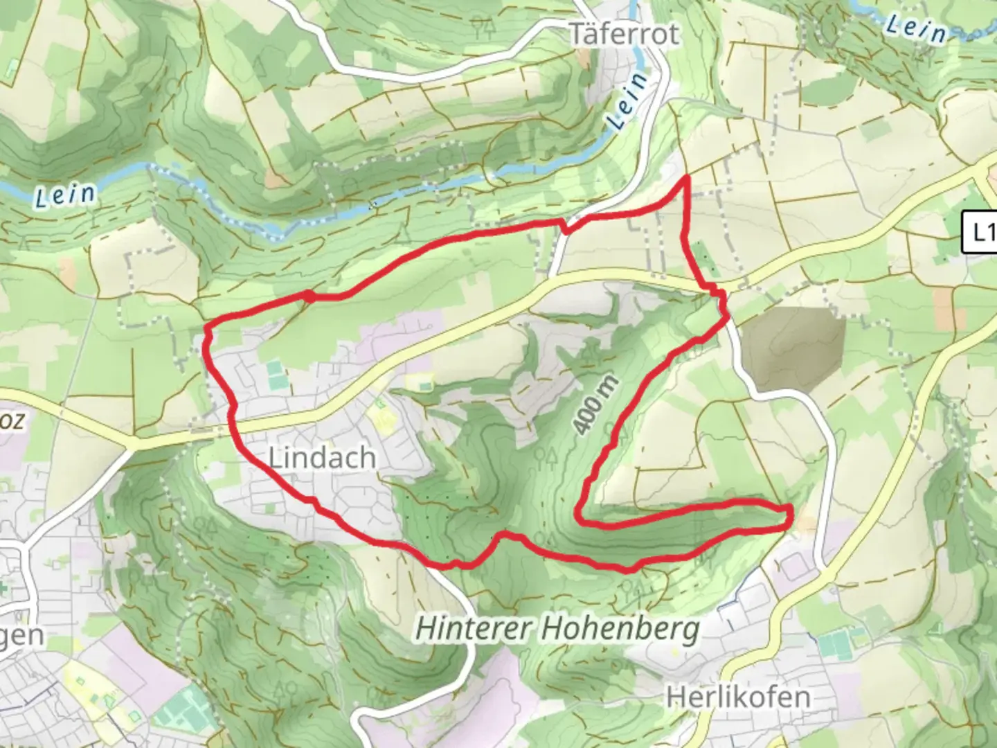 An image depicting the trail Nebenlinie des SAV and its surrounding area.