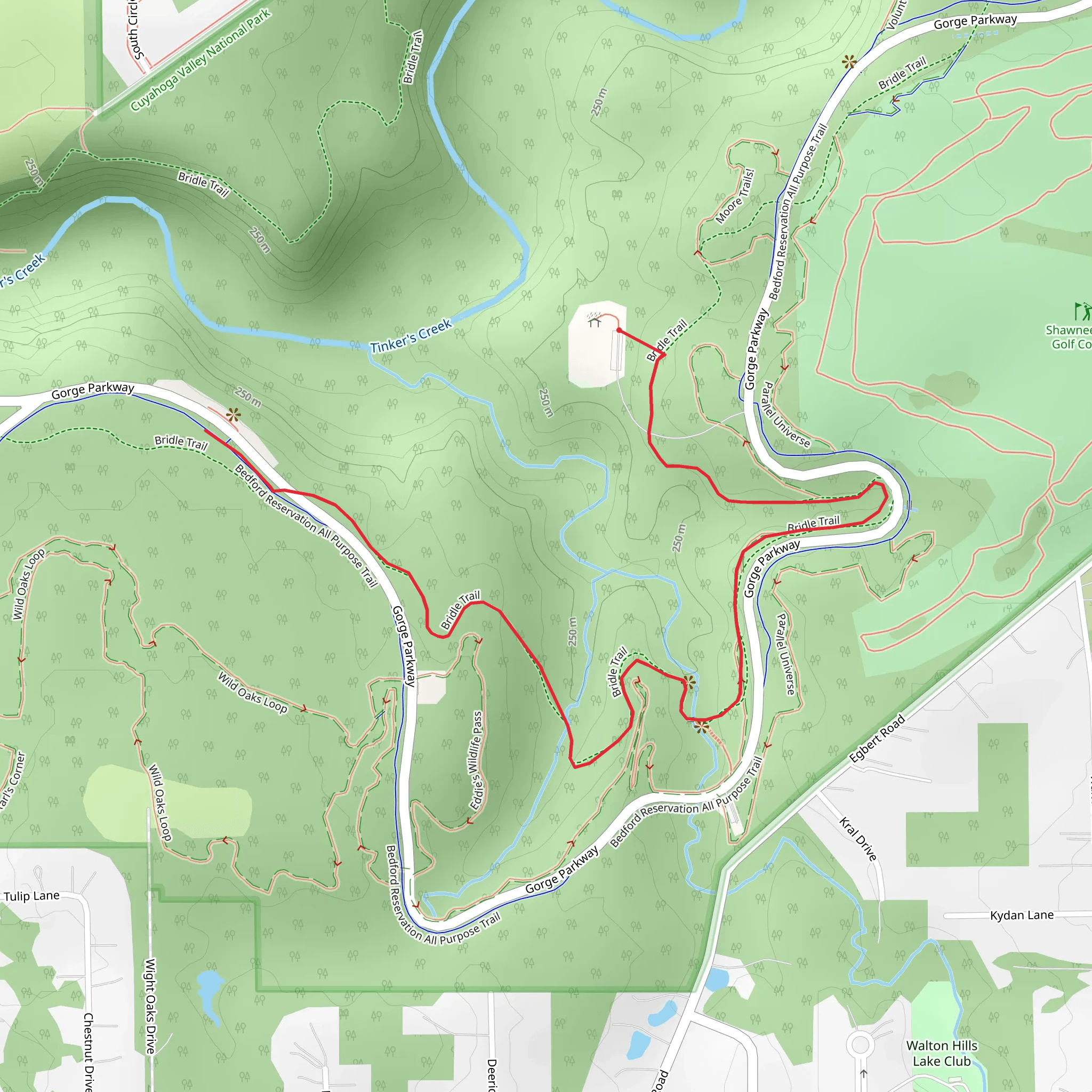 Bridal Trail Out and Back mobile static map