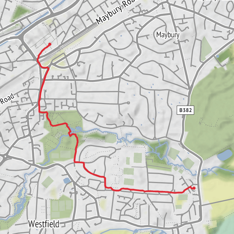 A map preview of the recording Woking Cycling.