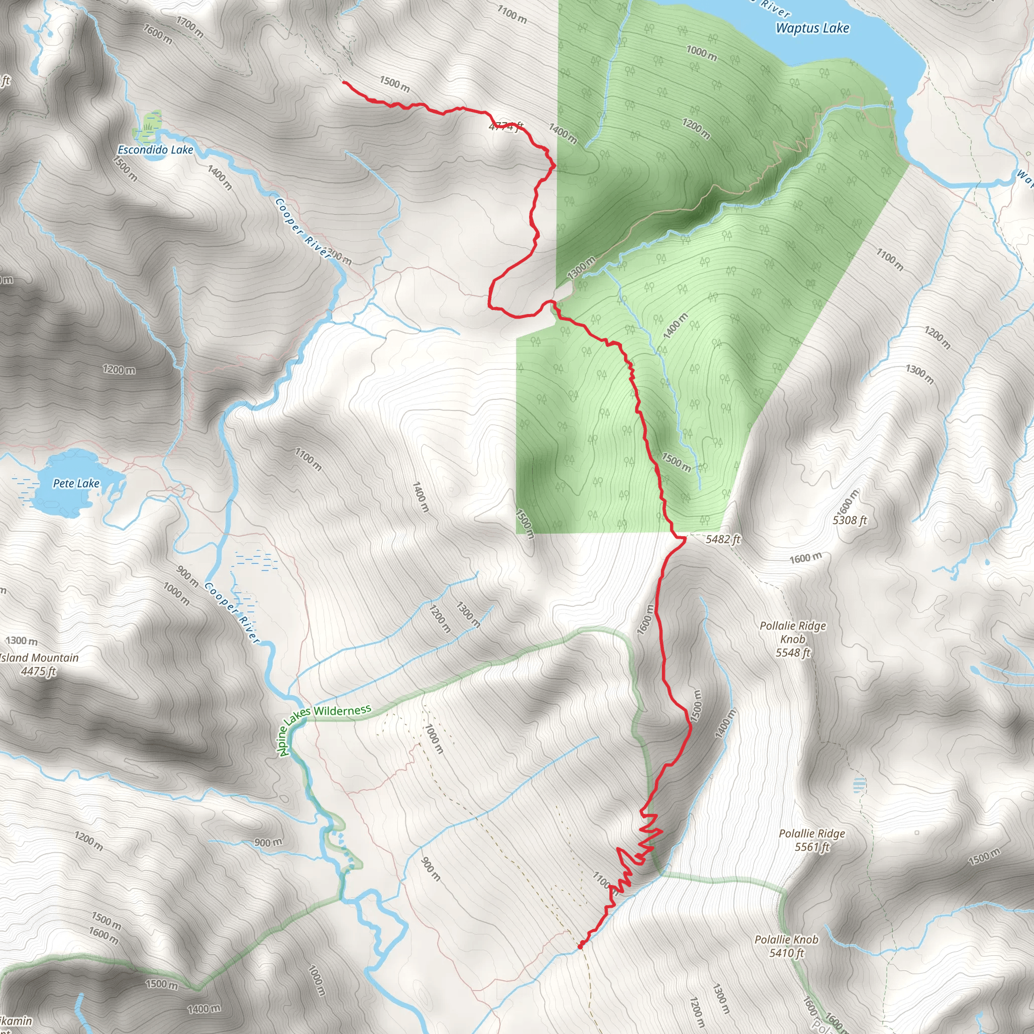 Waptus Burn Trail via Tired Creek Trail mobile static map