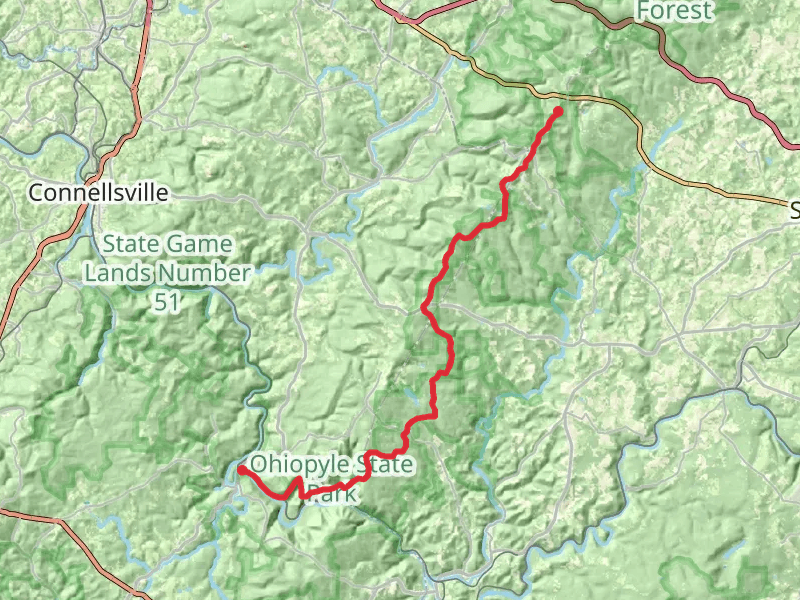 Garrett Street to Fire Tower Road via Laurel Highlands Hiking Trail
