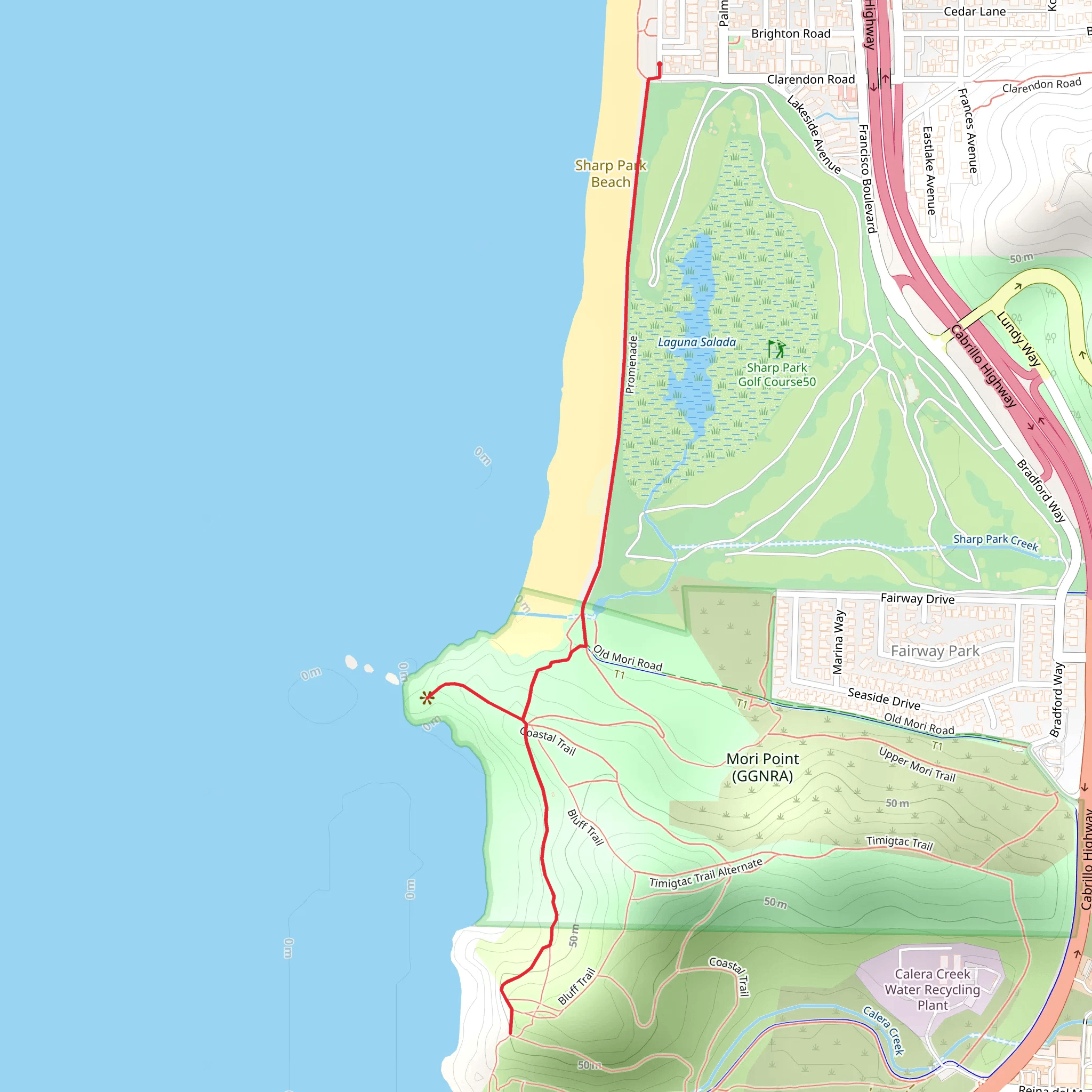 Laguna Salada and Bluff Trail mobile static map