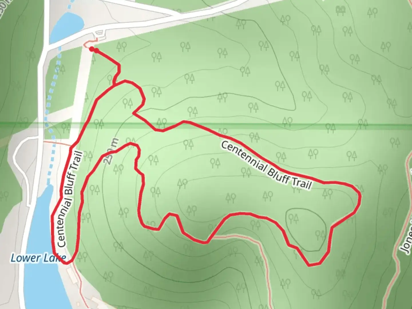 An image depicting the trail Centennial Bluff Loop Trail and its surrounding area.